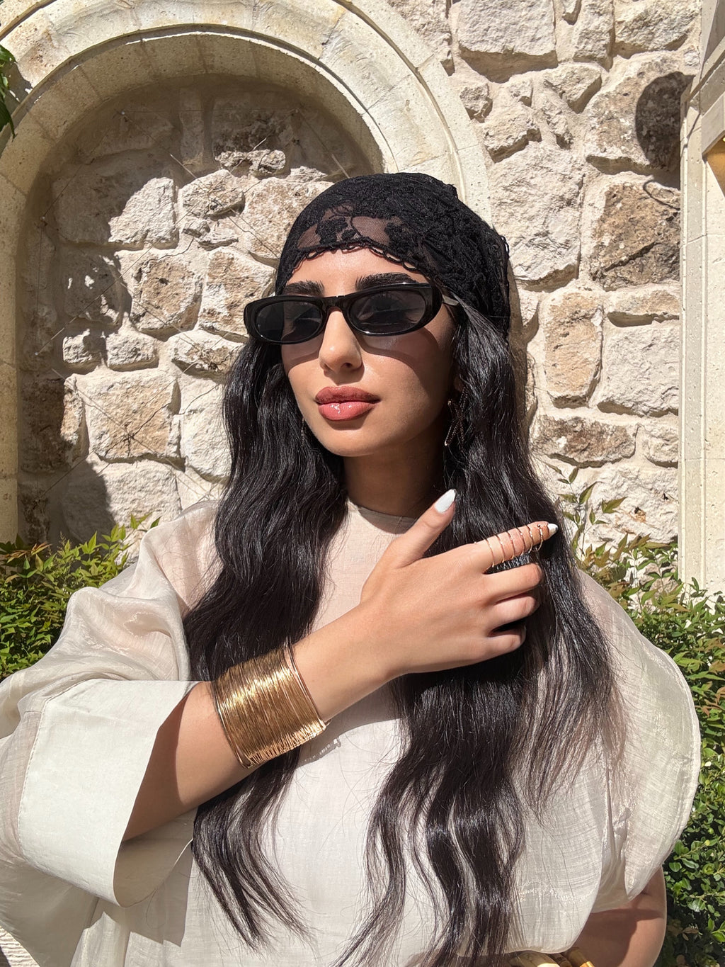 Siyah Desen Saç Bandana