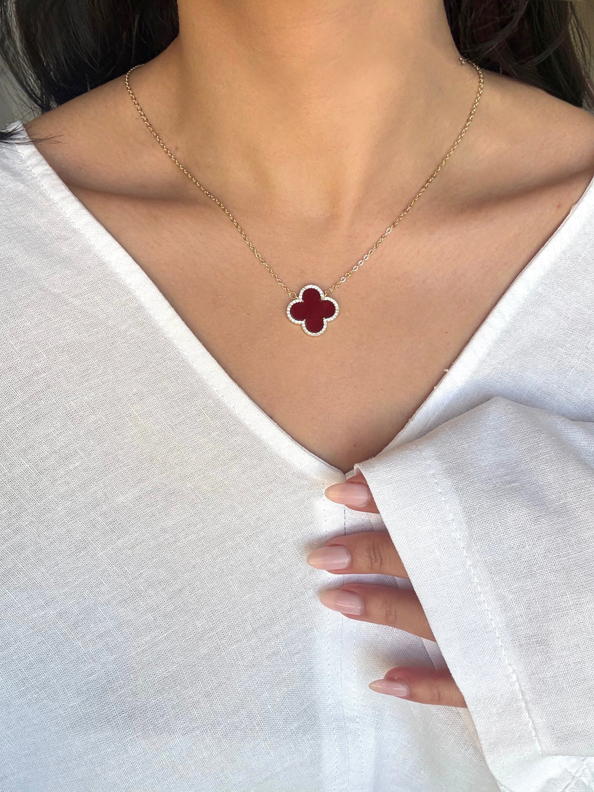 New Season 14K Bordo Yonca Kolye