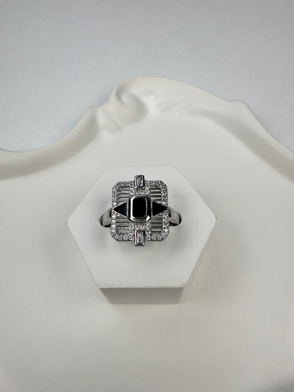 Özel Seri Vintage Siyah Taşlı Gümüş Yüzük