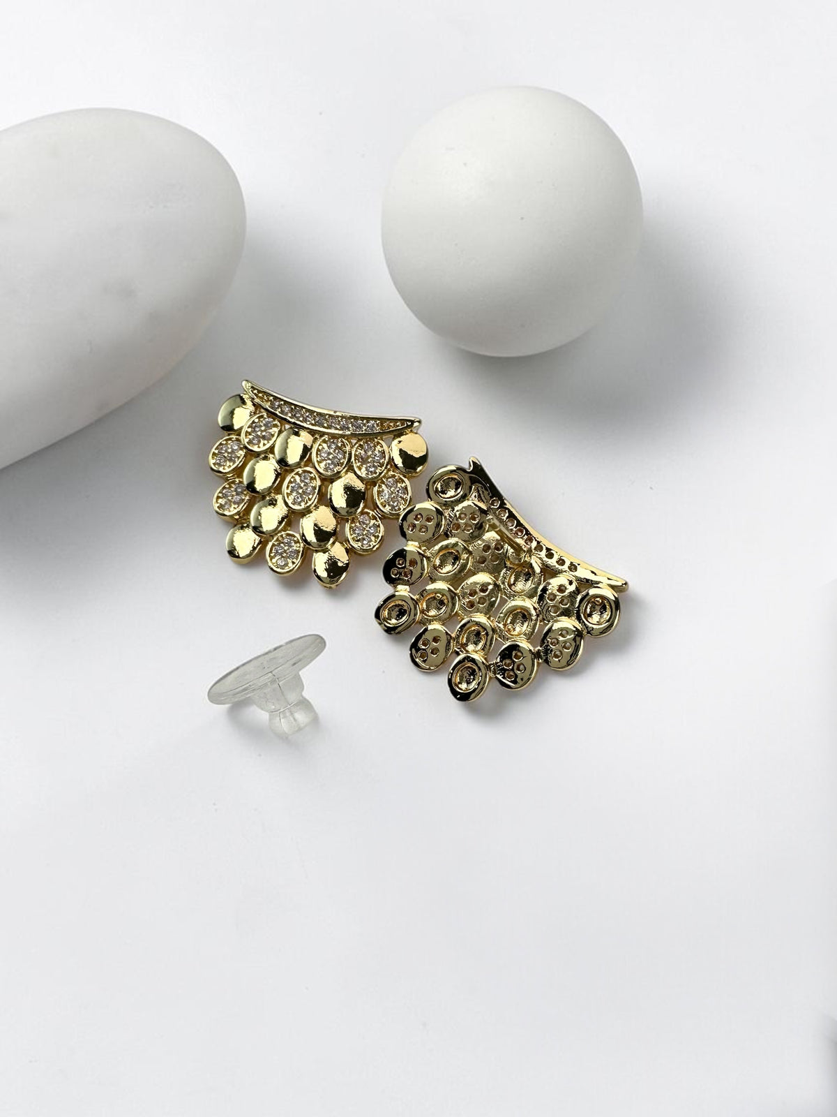 Marka Tasarım Gold Taşlı Küpe