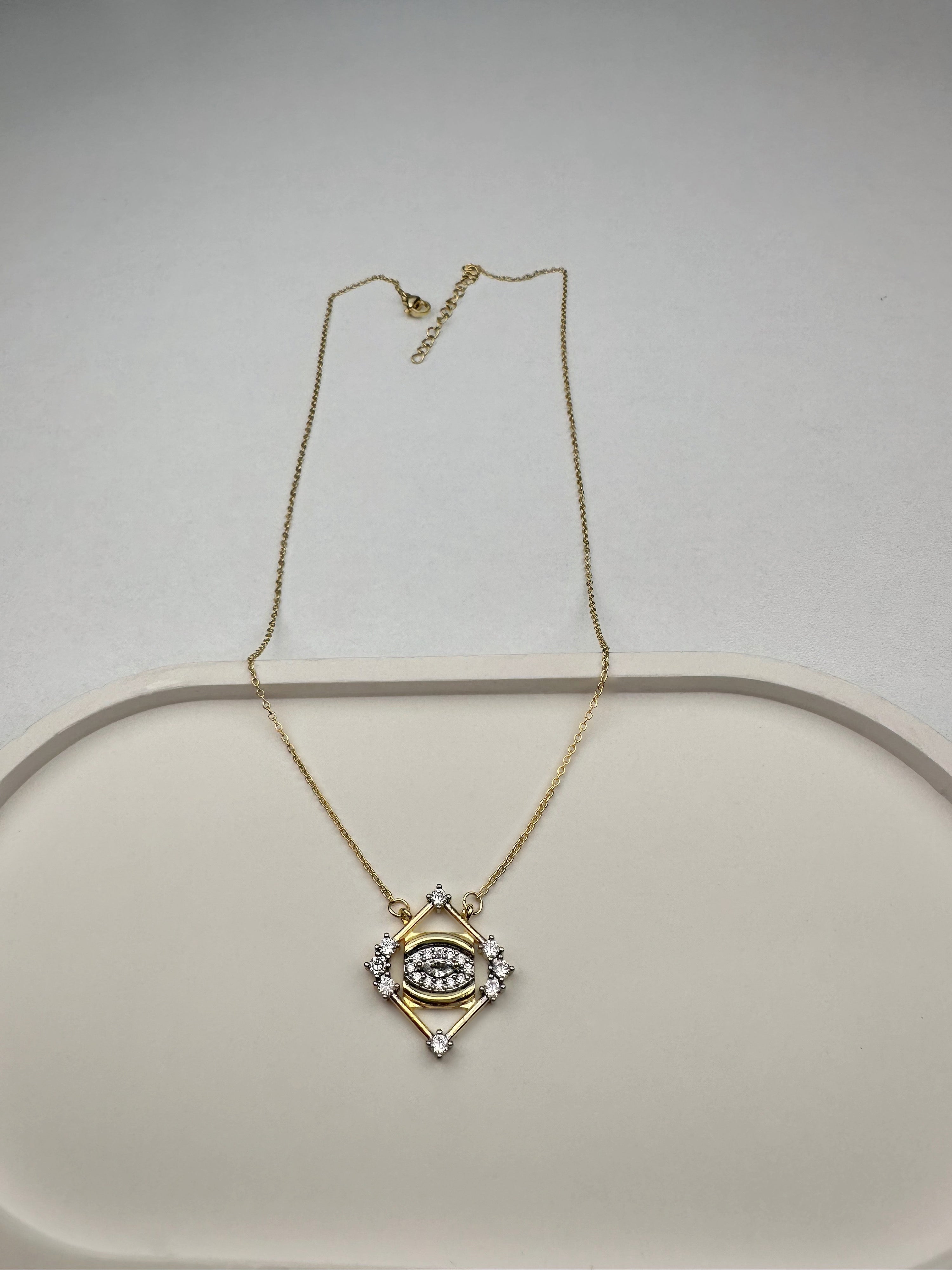 Özel Seri Taşlı Geo Tasarım Göz Kolye