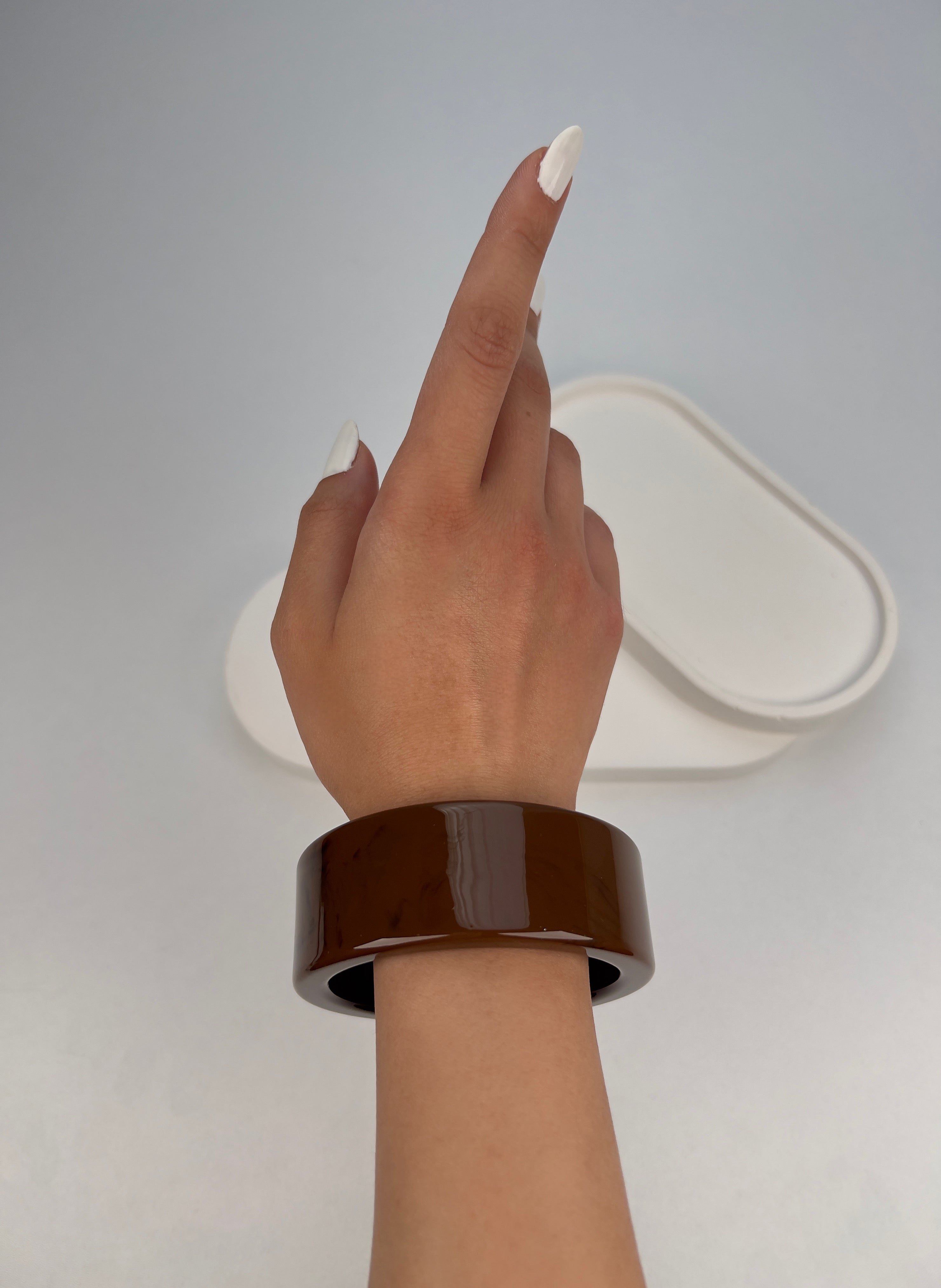 ZR Model Kahverengi Kalın Akrilik Bileklik