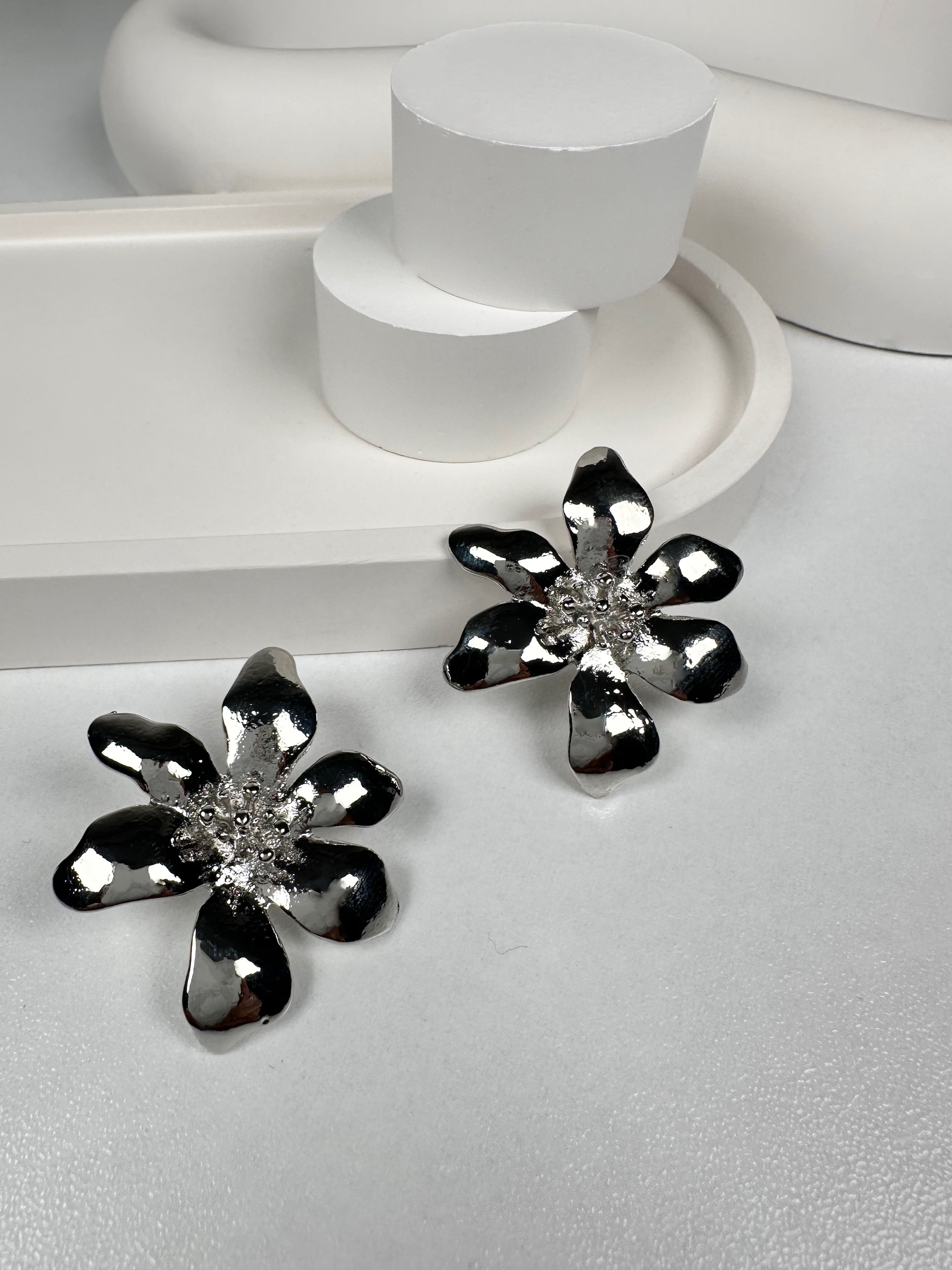 Özel Seri Çiçek Gümüş Küpe