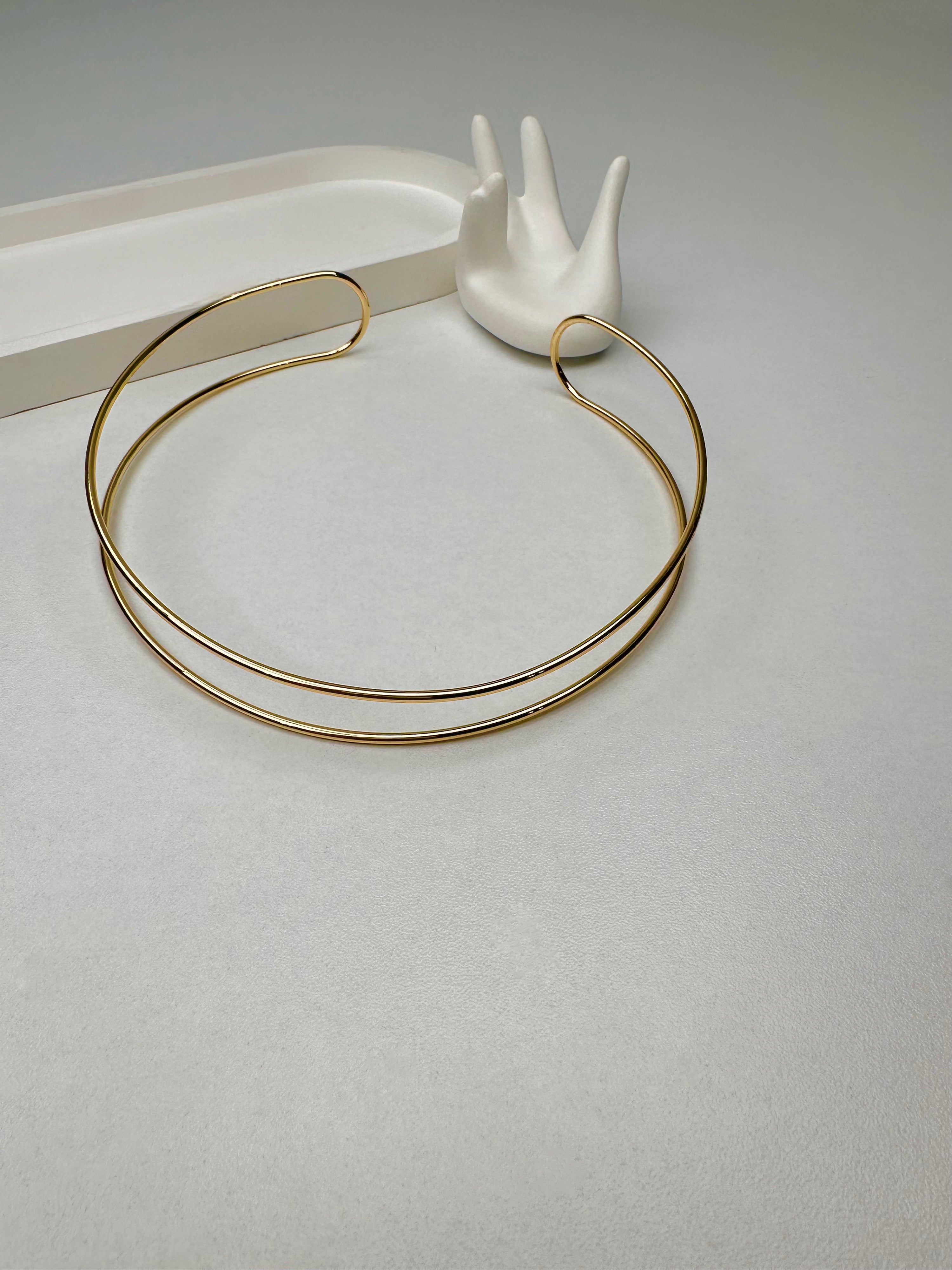 Özel Seri İki Şerit Görünüm Gold Choker Kolye