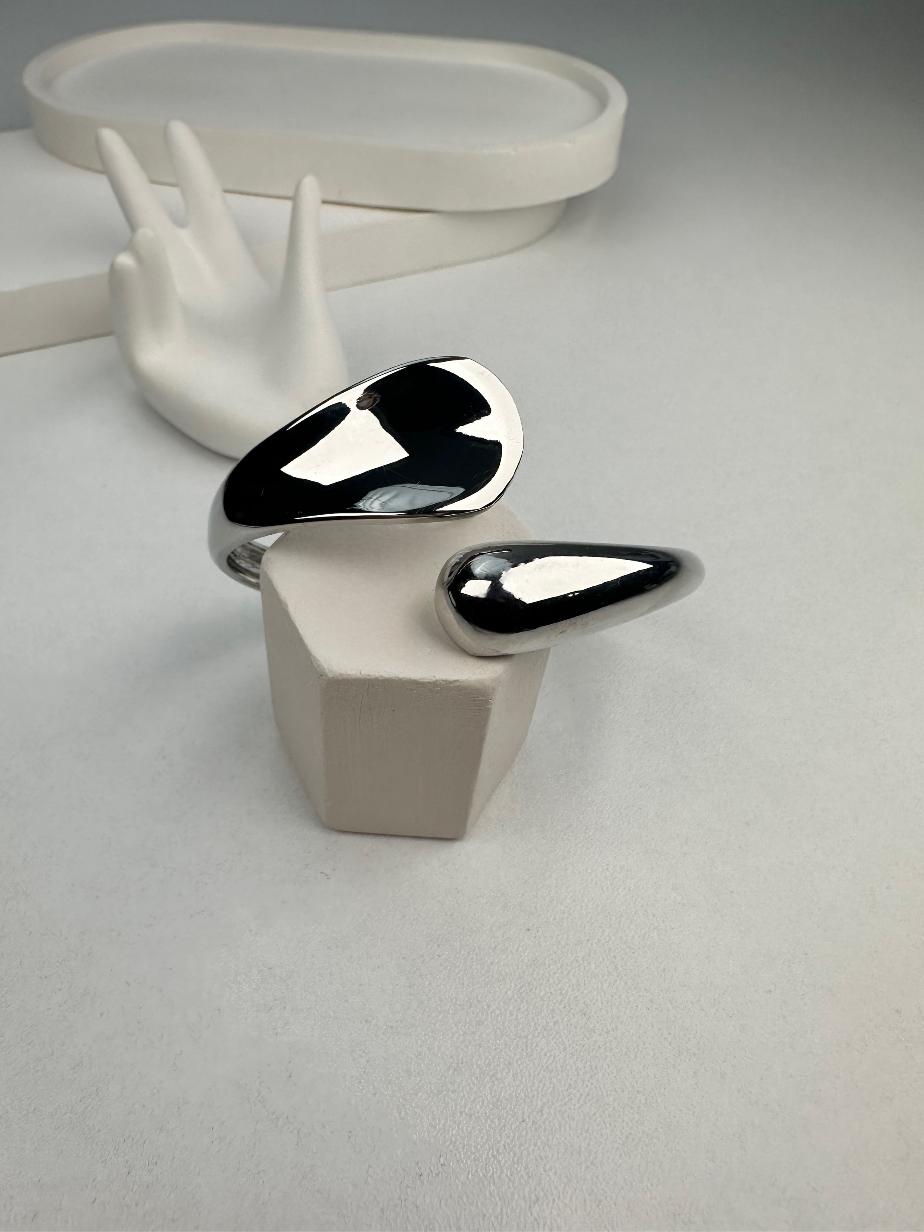 Özel Seri Damla Desen Gümüş Kelepçe Bileklik