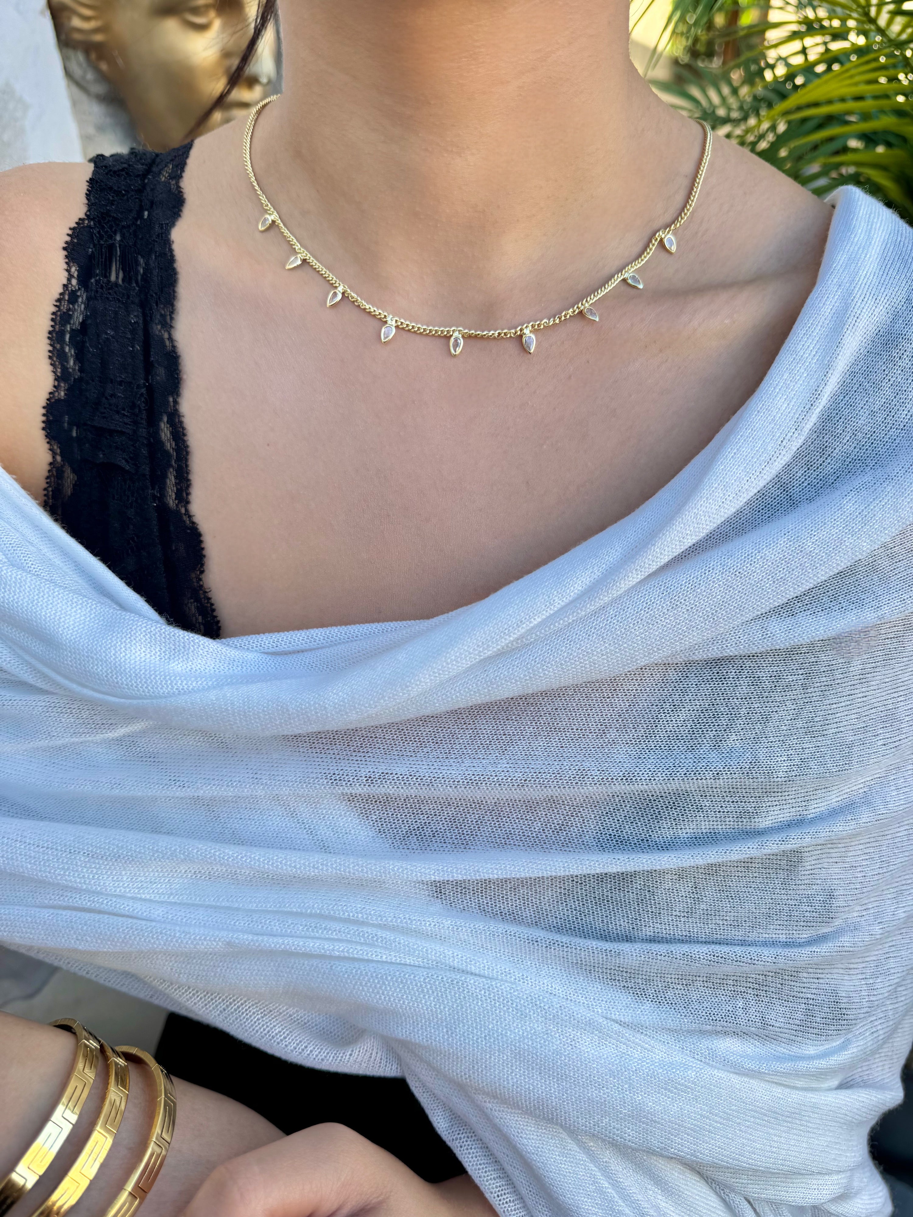 Taşlı Gold Kolye
