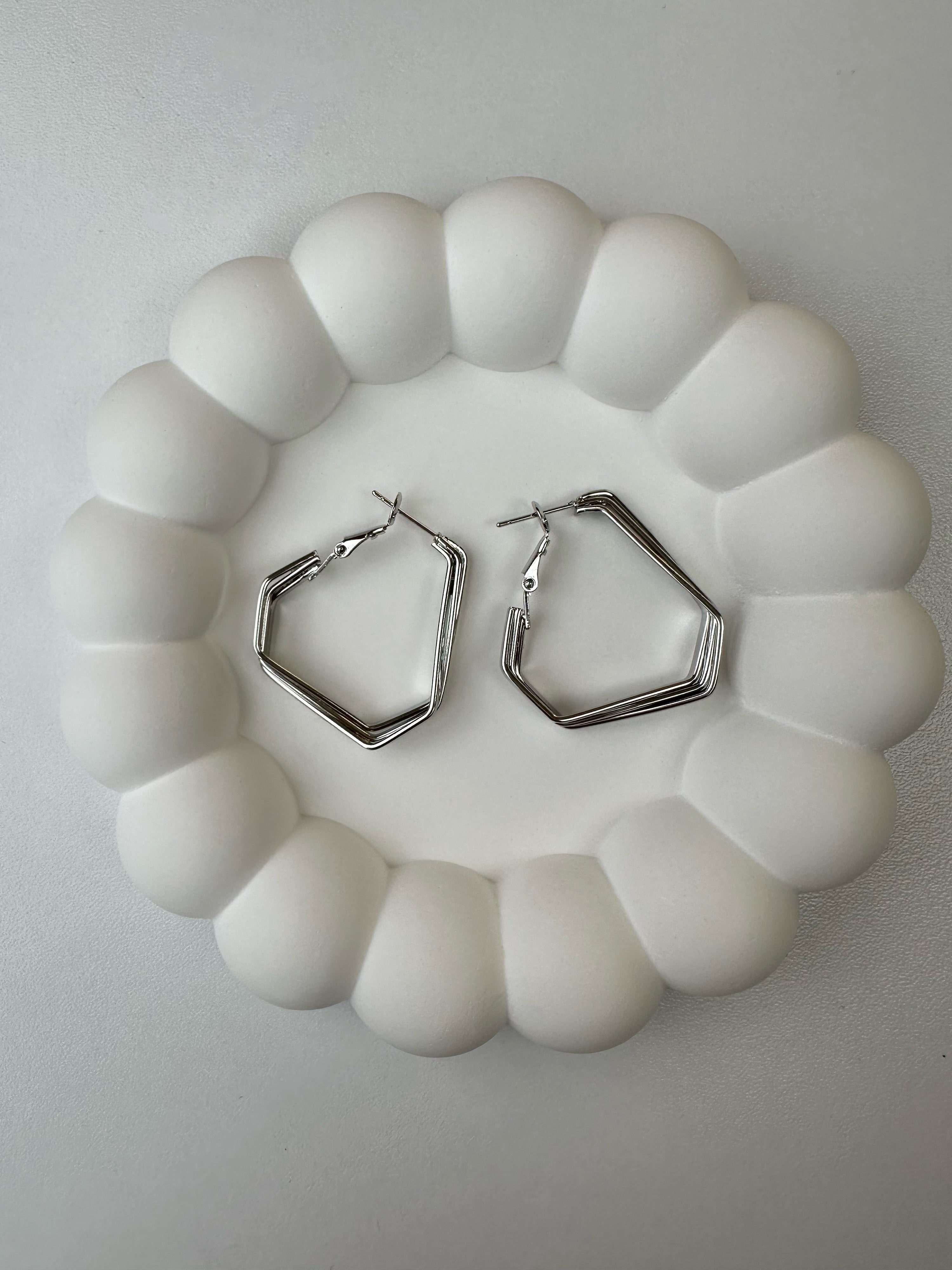 Dörtgen Halka Gümüş Küpe