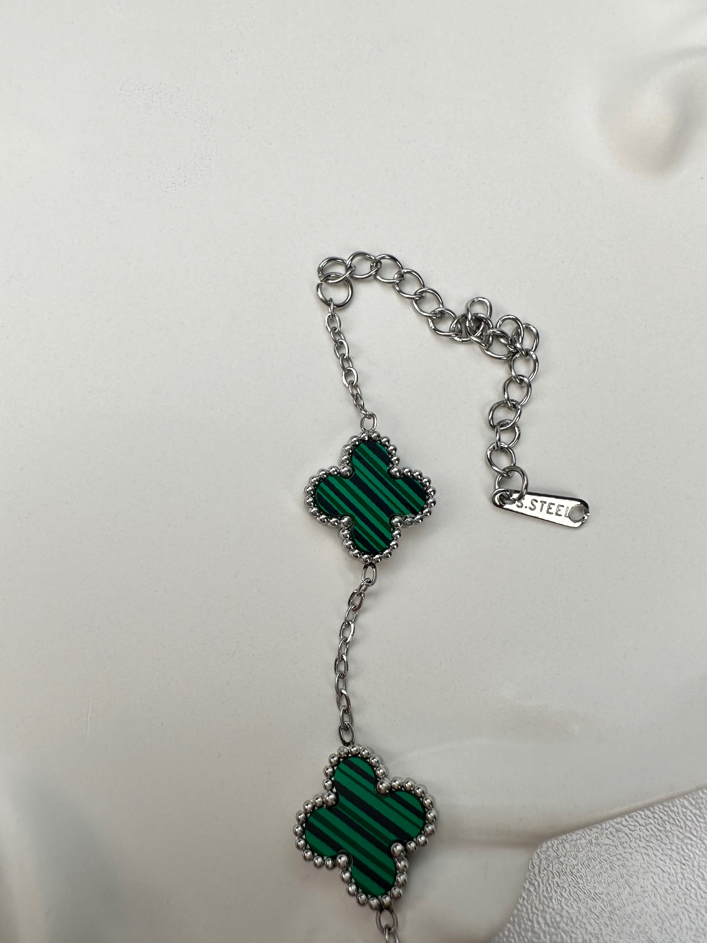 CLF Model Yeşil Yonca Gümüş Bileklik