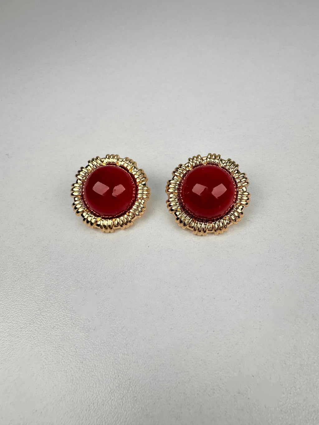 Özel Seri Vintage Tasarım Kırmızı Gold Küpe