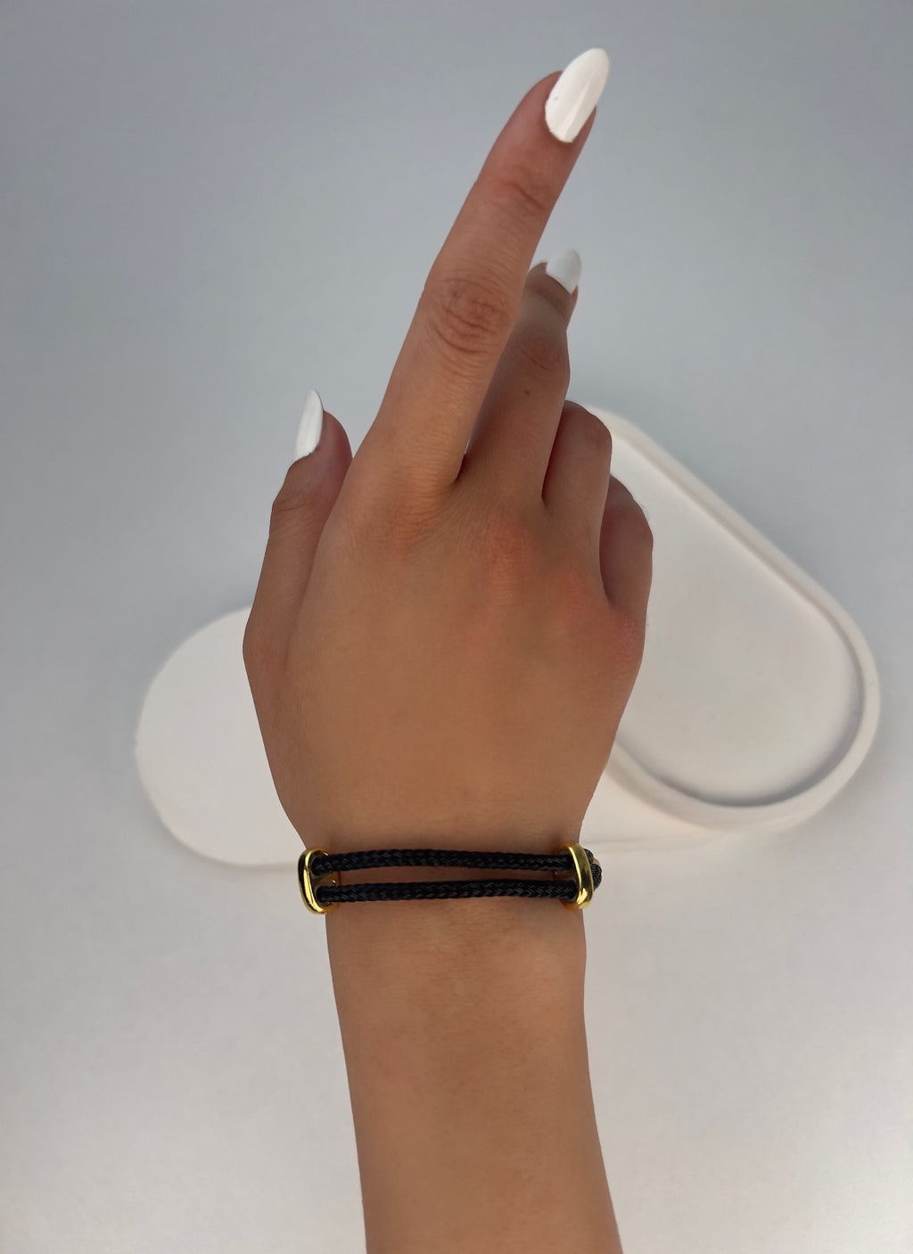 Özel Seri Siyah İpli Çelik Bileklik