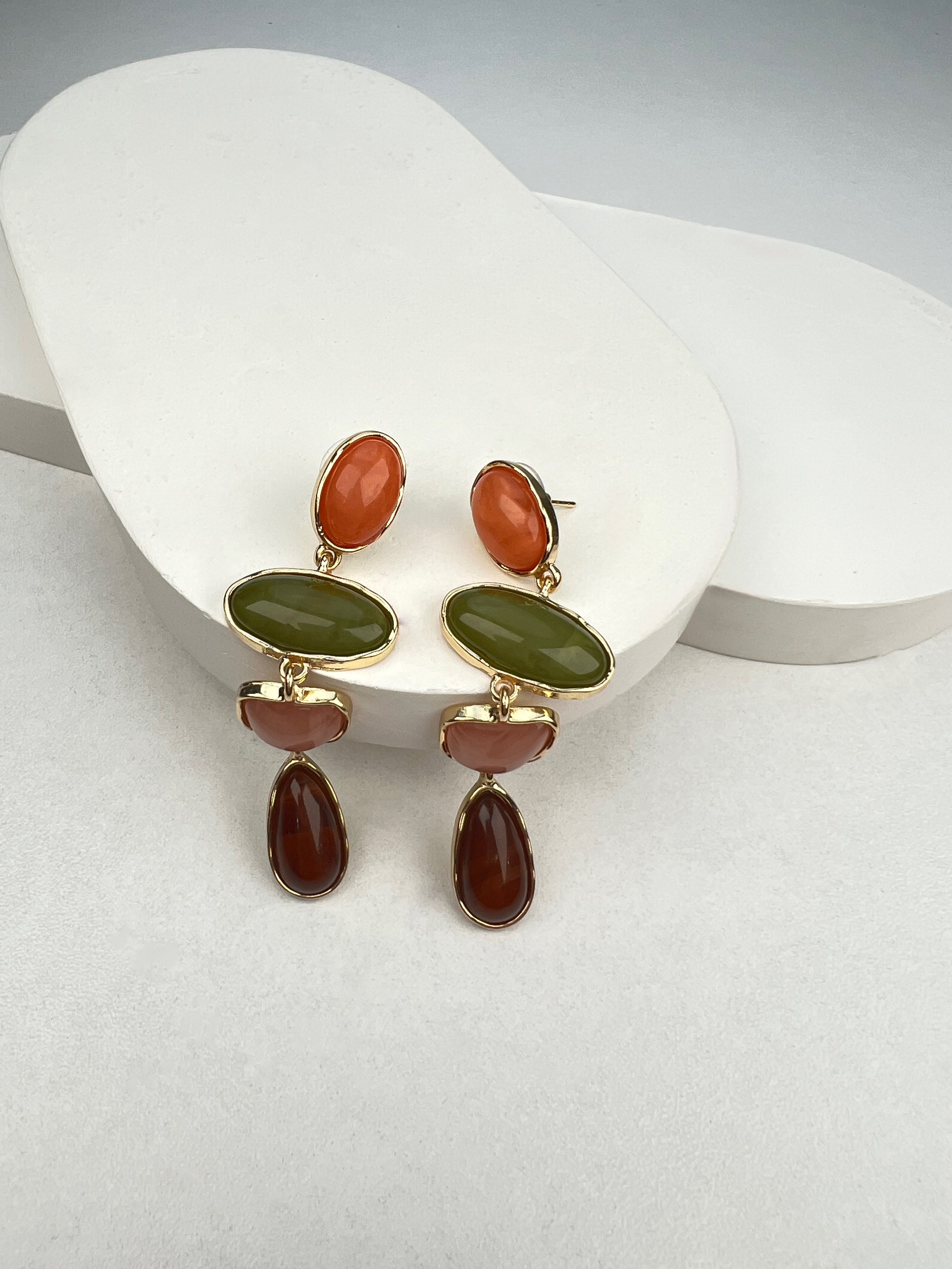 Özel Seri Sallantılı Renkli Blok Küpe