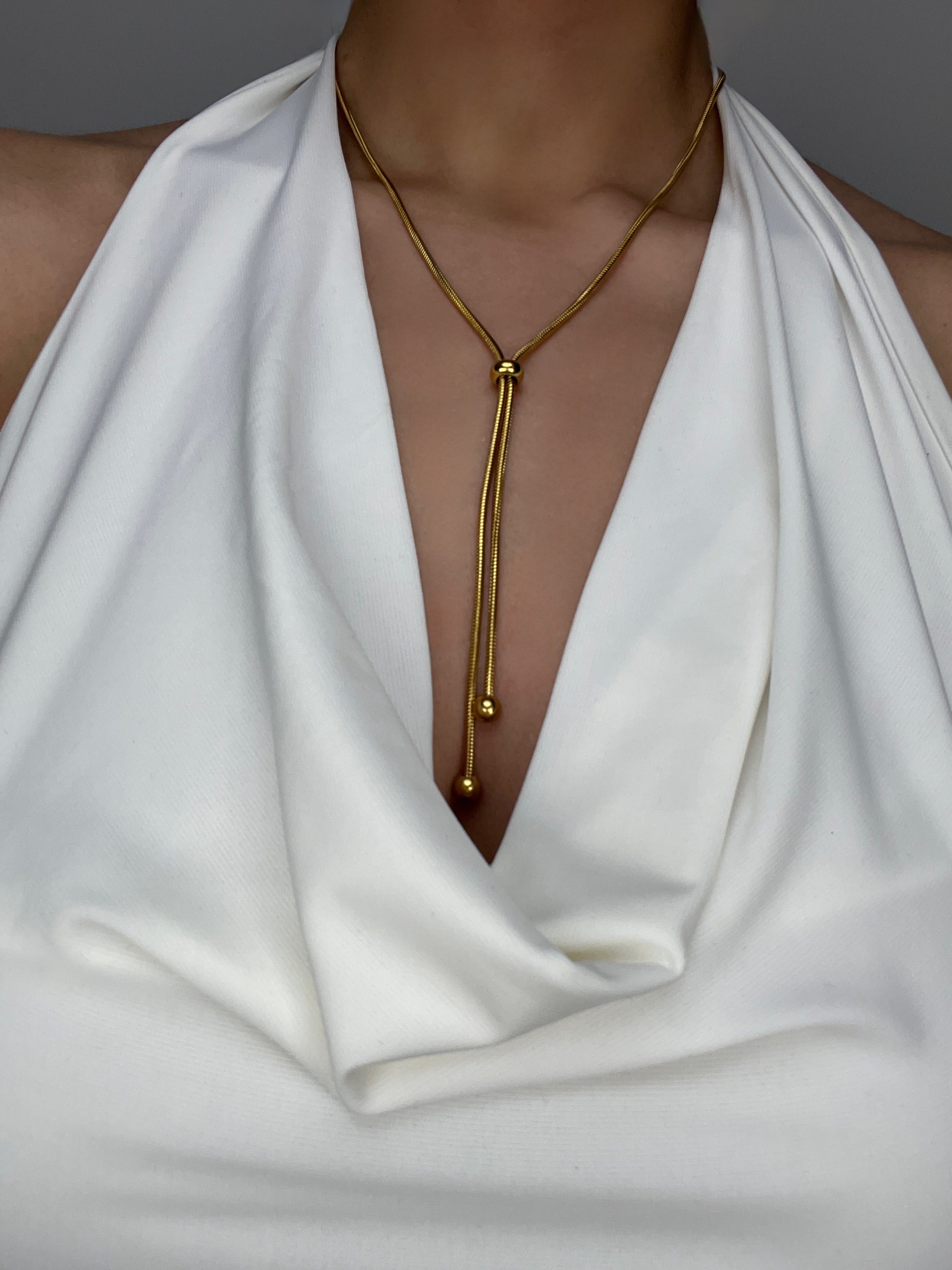 Özel Seri 60 Cm Boncuk Gold Dekolte Kolye