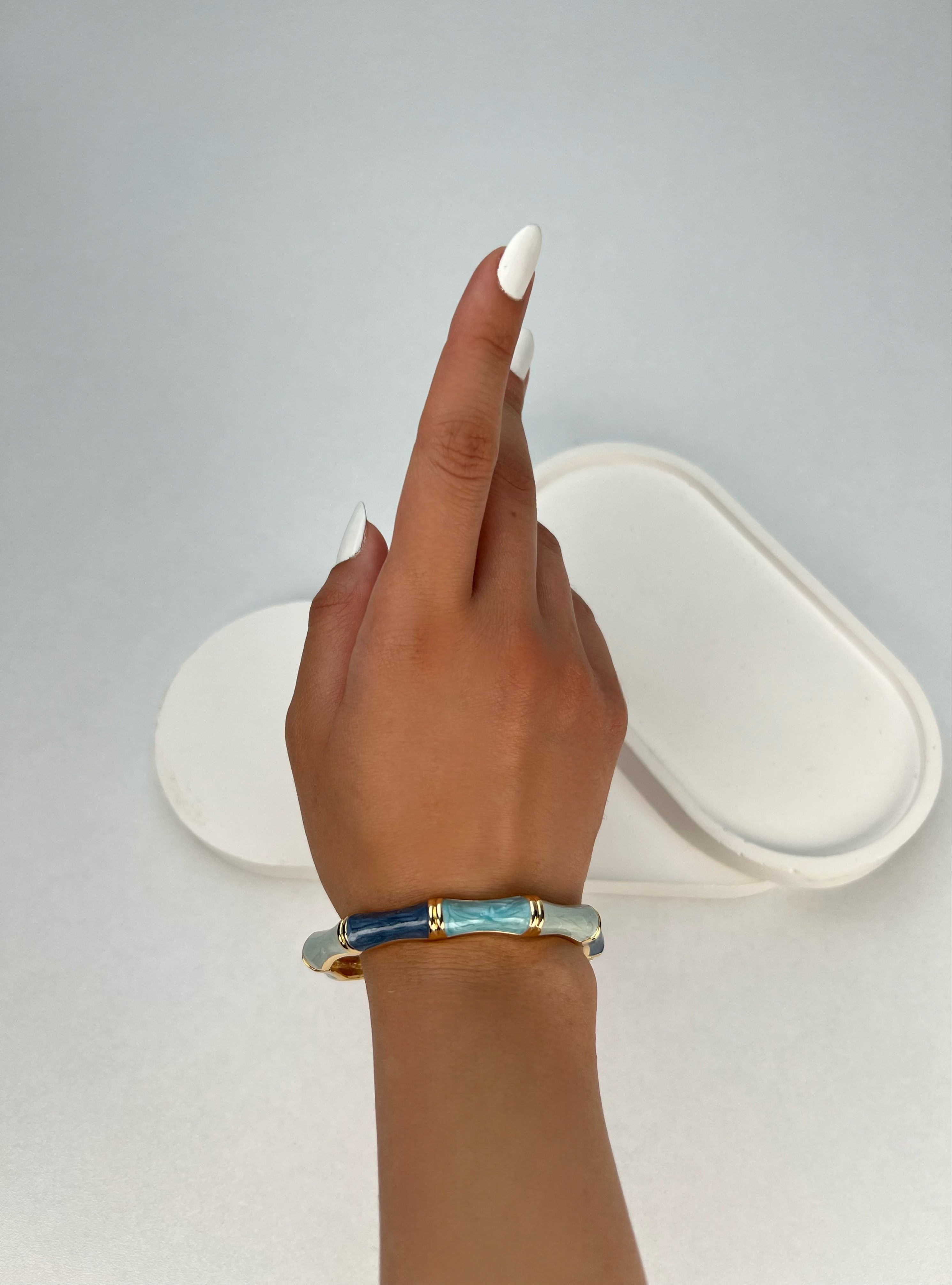 Özel Seri Blok Desen Mineli Renkli Kelepçe Bileklik