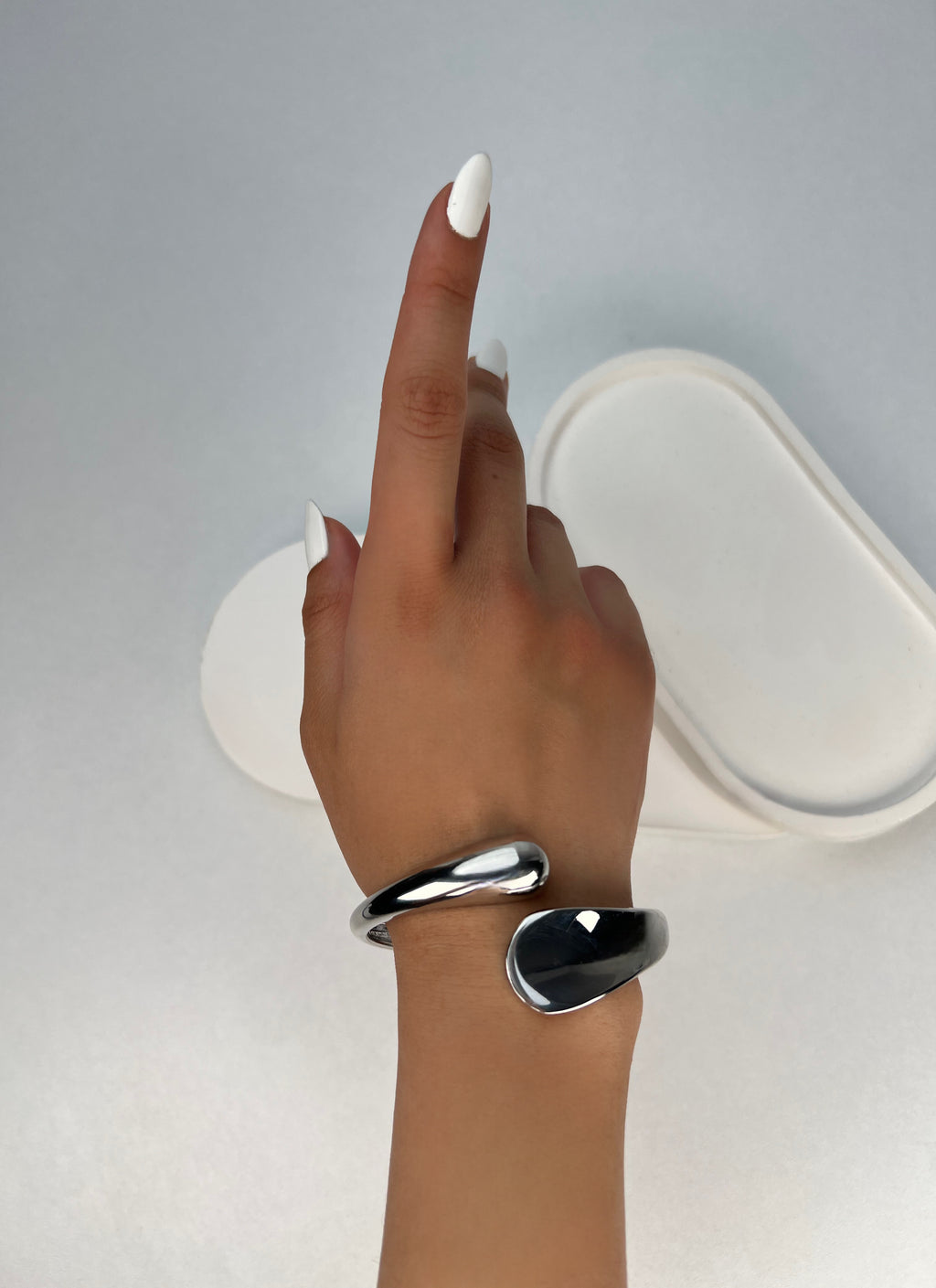 Özel Seri Damla Desen Gümüş Kelepçe Bileklik
