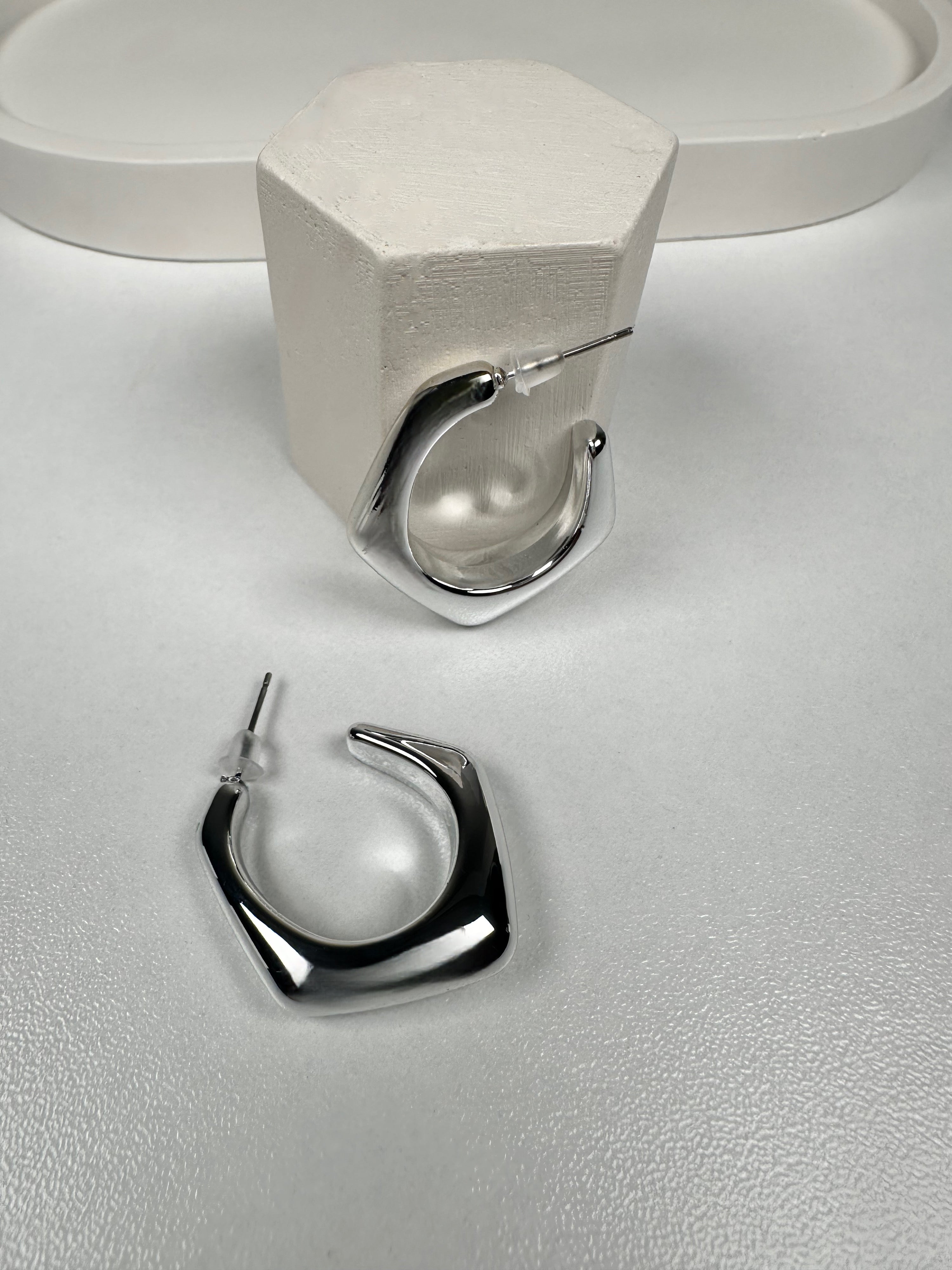 Özel Seri Geometrik Desen Gümüş Halka Küpe