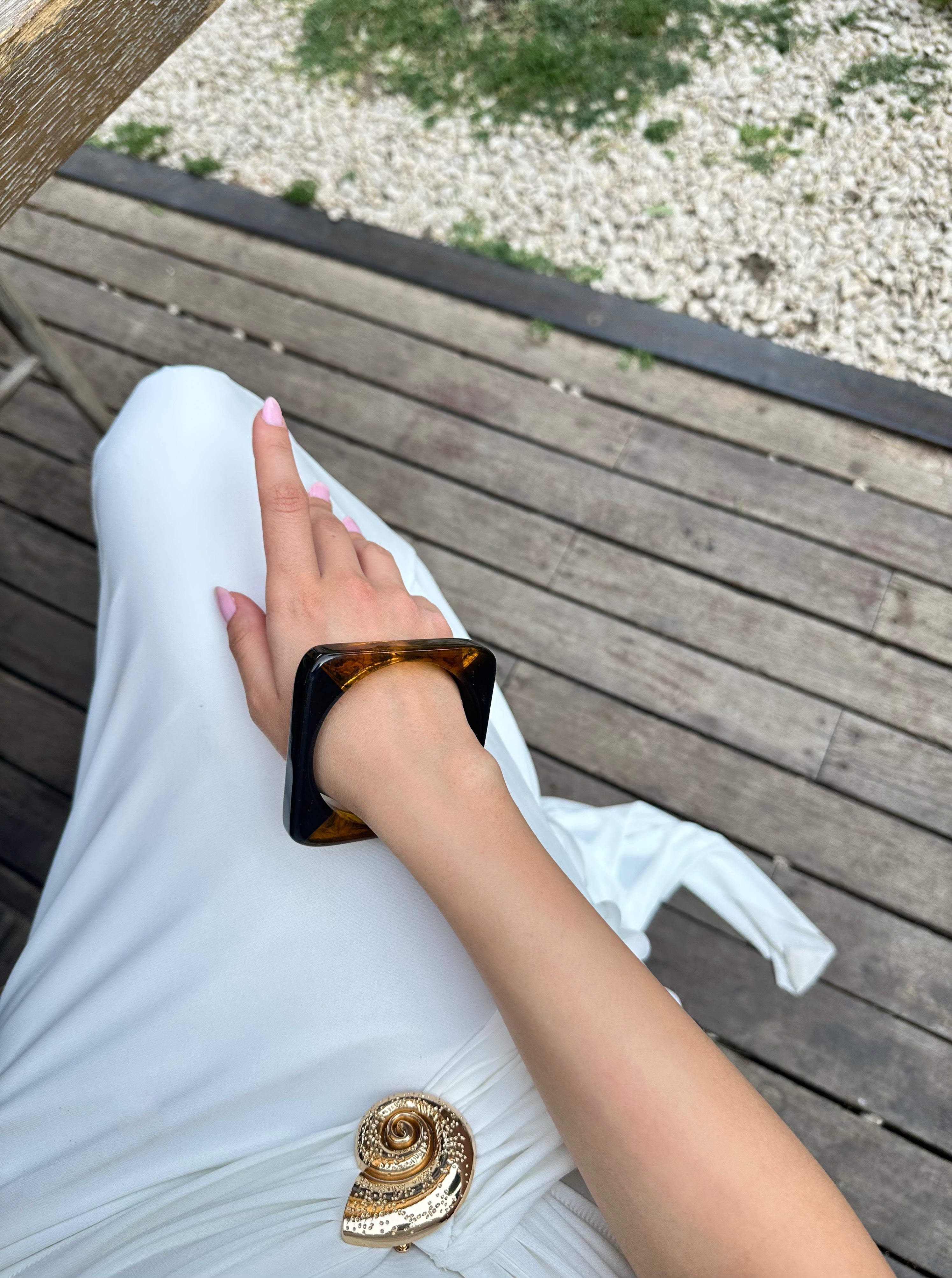 Özel Seri Siyah Kahverengi Şerit Akrilik Bileklik