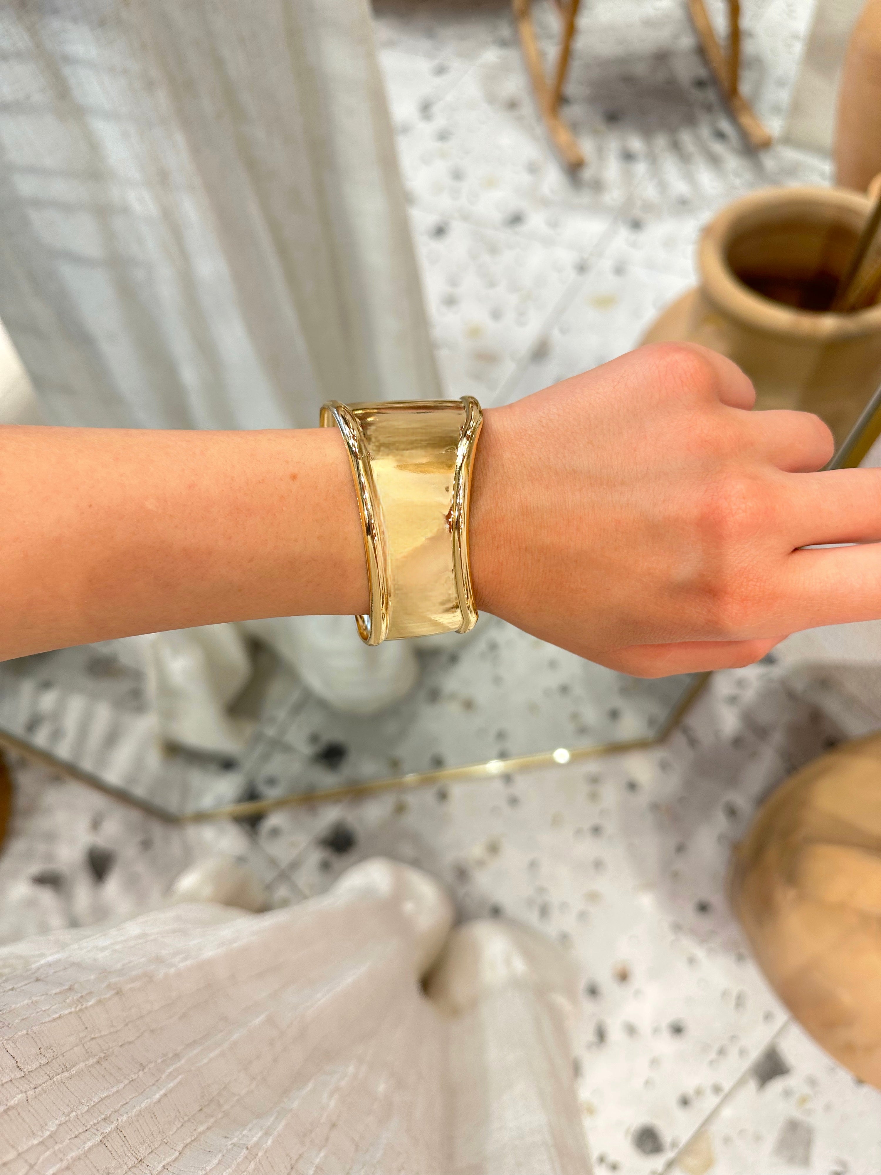 Özel Seri Plaka Gold Kelepçe Bileklik