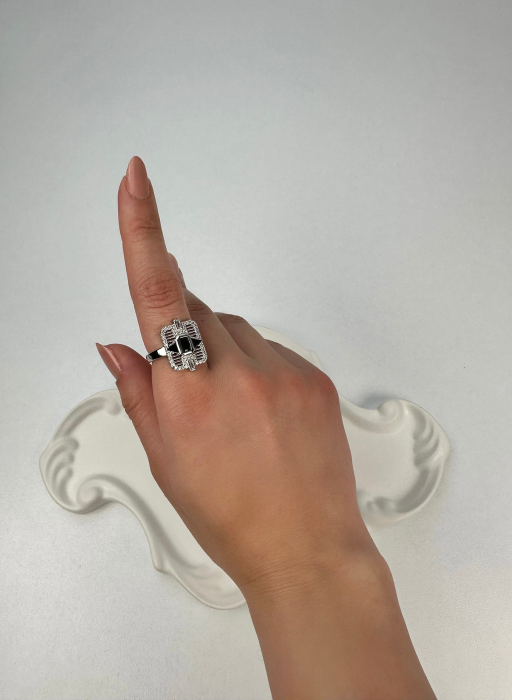 Özel Seri Vintage Siyah Taşlı Gümüş Yüzük