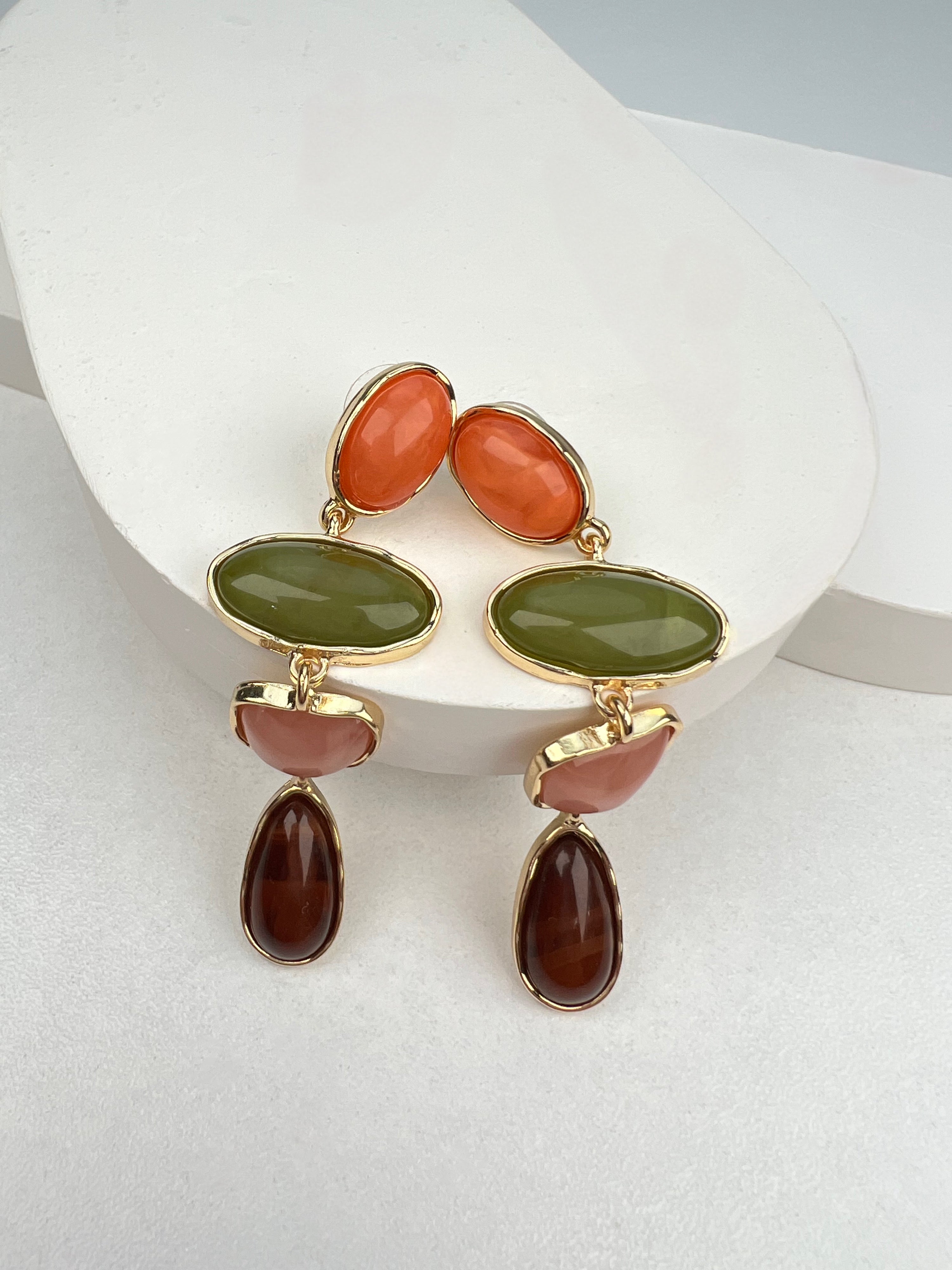 Özel Seri Sallantılı Renkli Blok Küpe