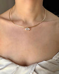 Pırlanta Görünümlü Choker Gold Kolye