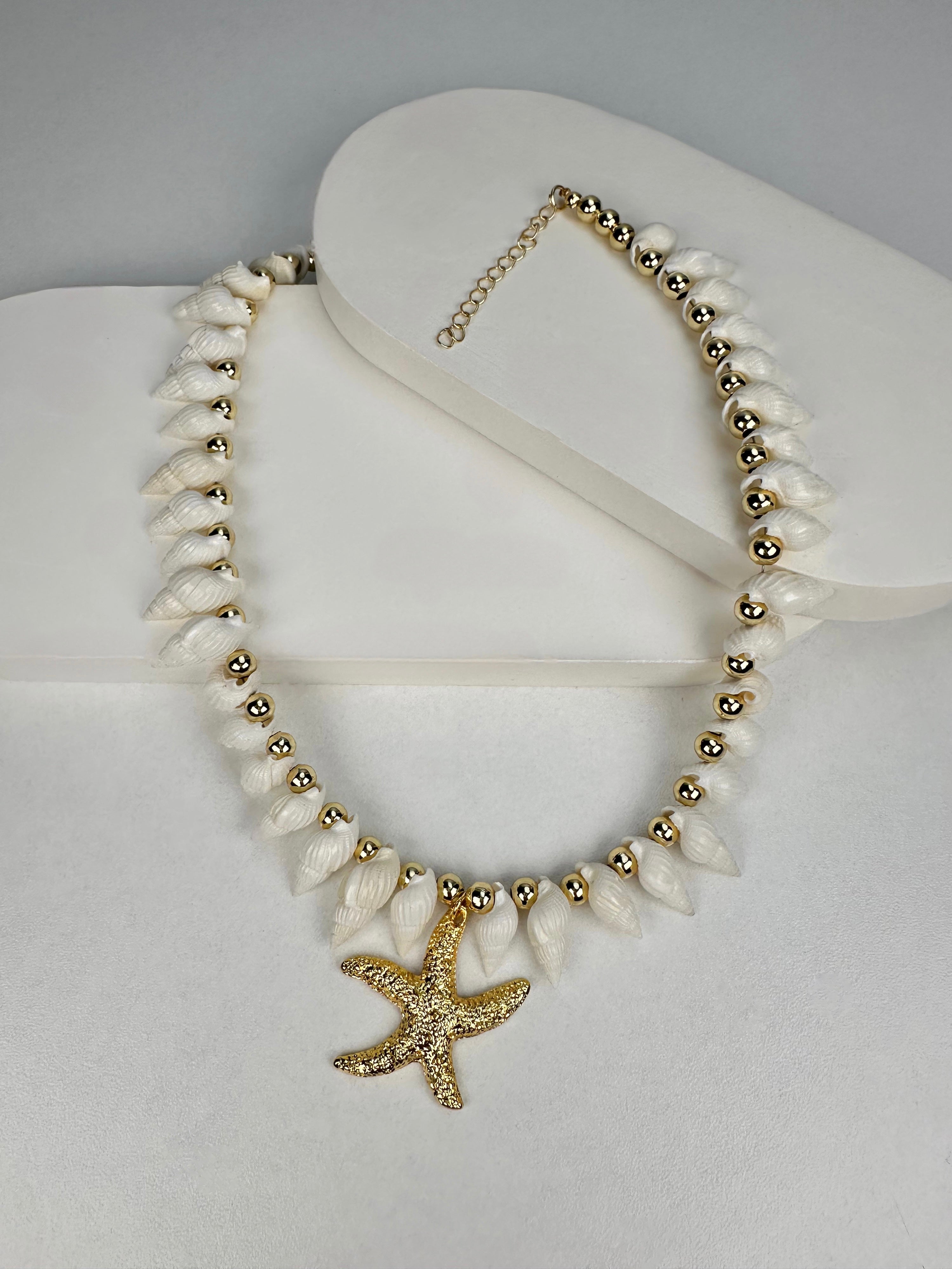 Beyaz Deniz Kabuklu Deniz Yıldızı Kolye