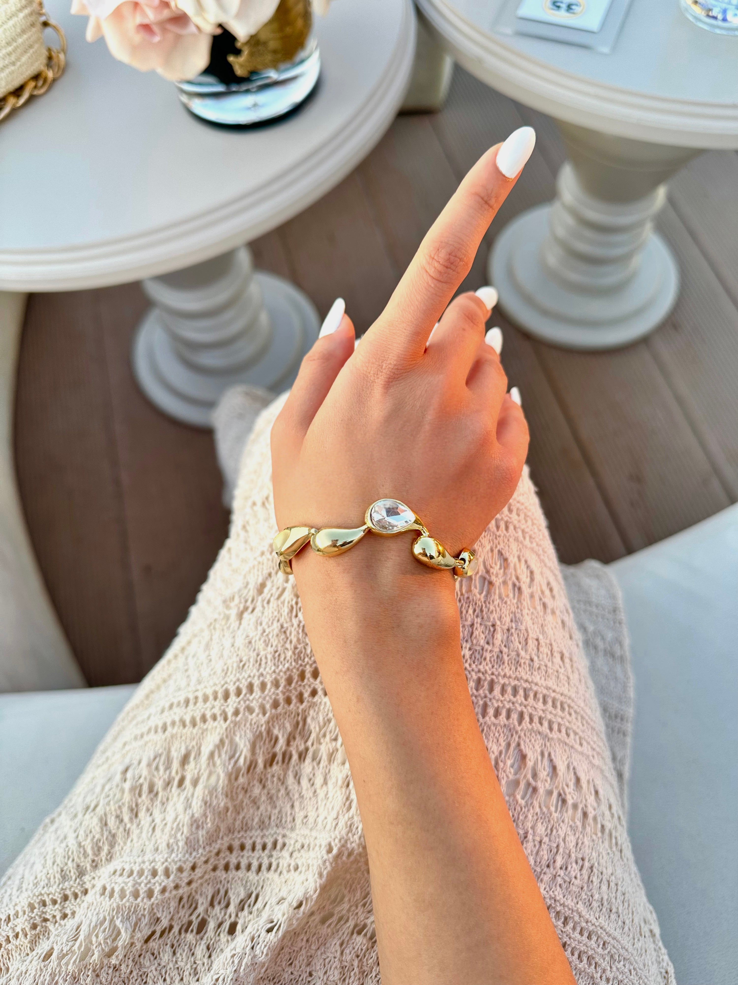 Özel Seri Damla Taşlı Gold Bileklik