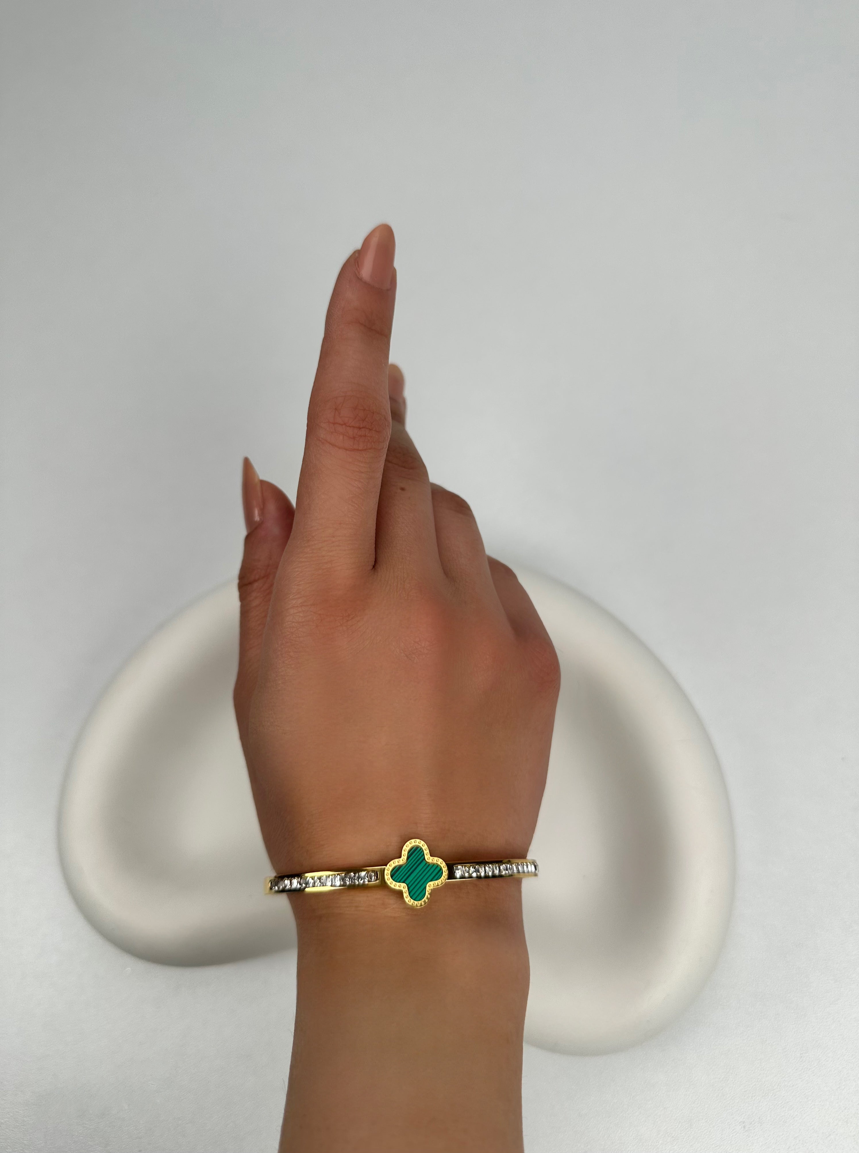 Clf Yeşil Yonca Gold Kelepçe Bileklik