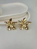 Çiçek Desen Gold Küpe