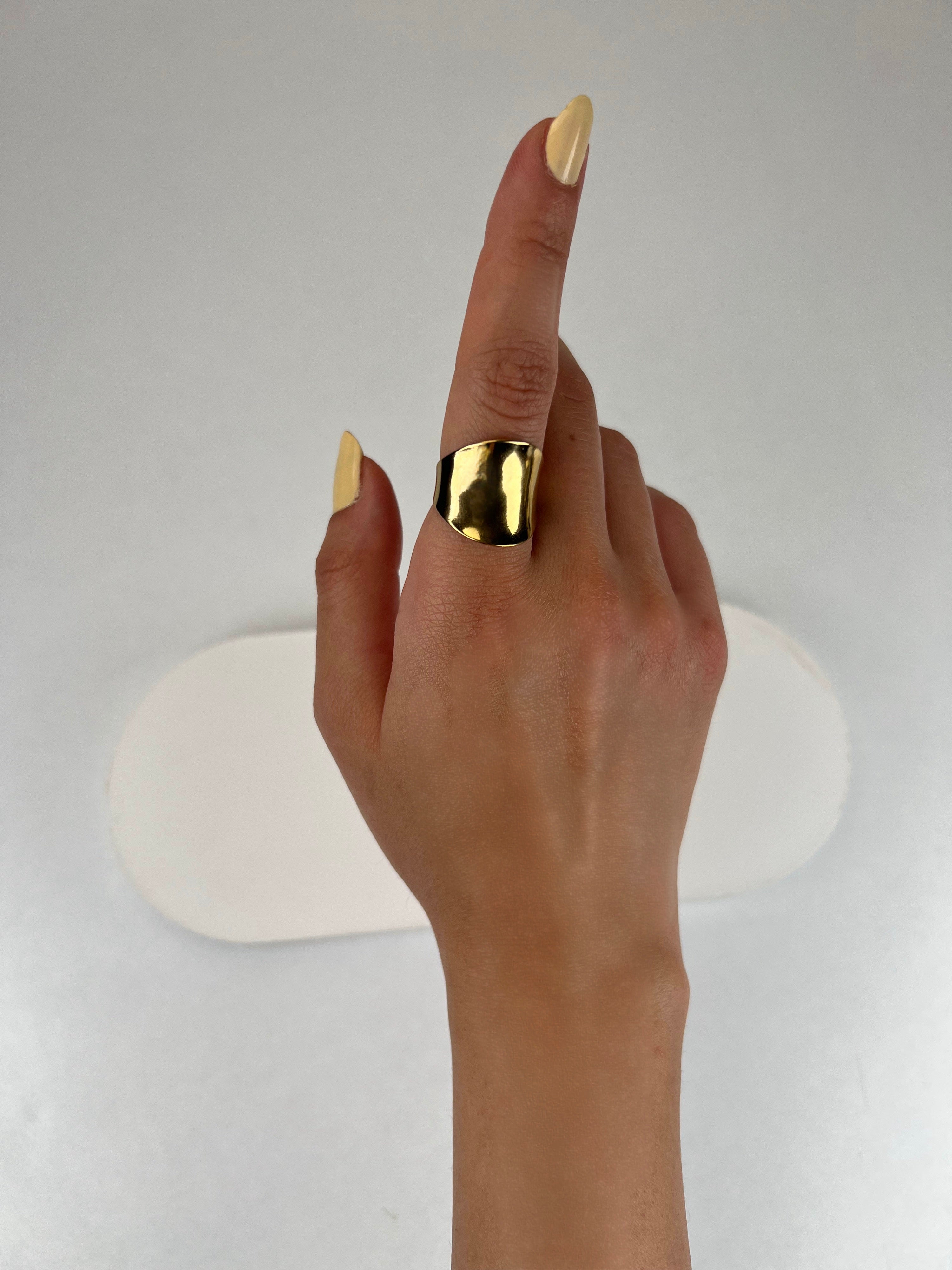 Özel Seri Kalın Plaka Gold Yüzük