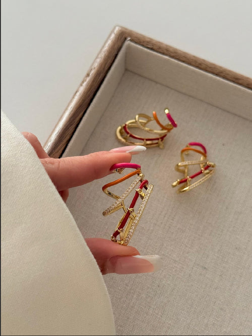 Çoklu Görünüm Deliksiz Renkli  Kıkırdak Küpe