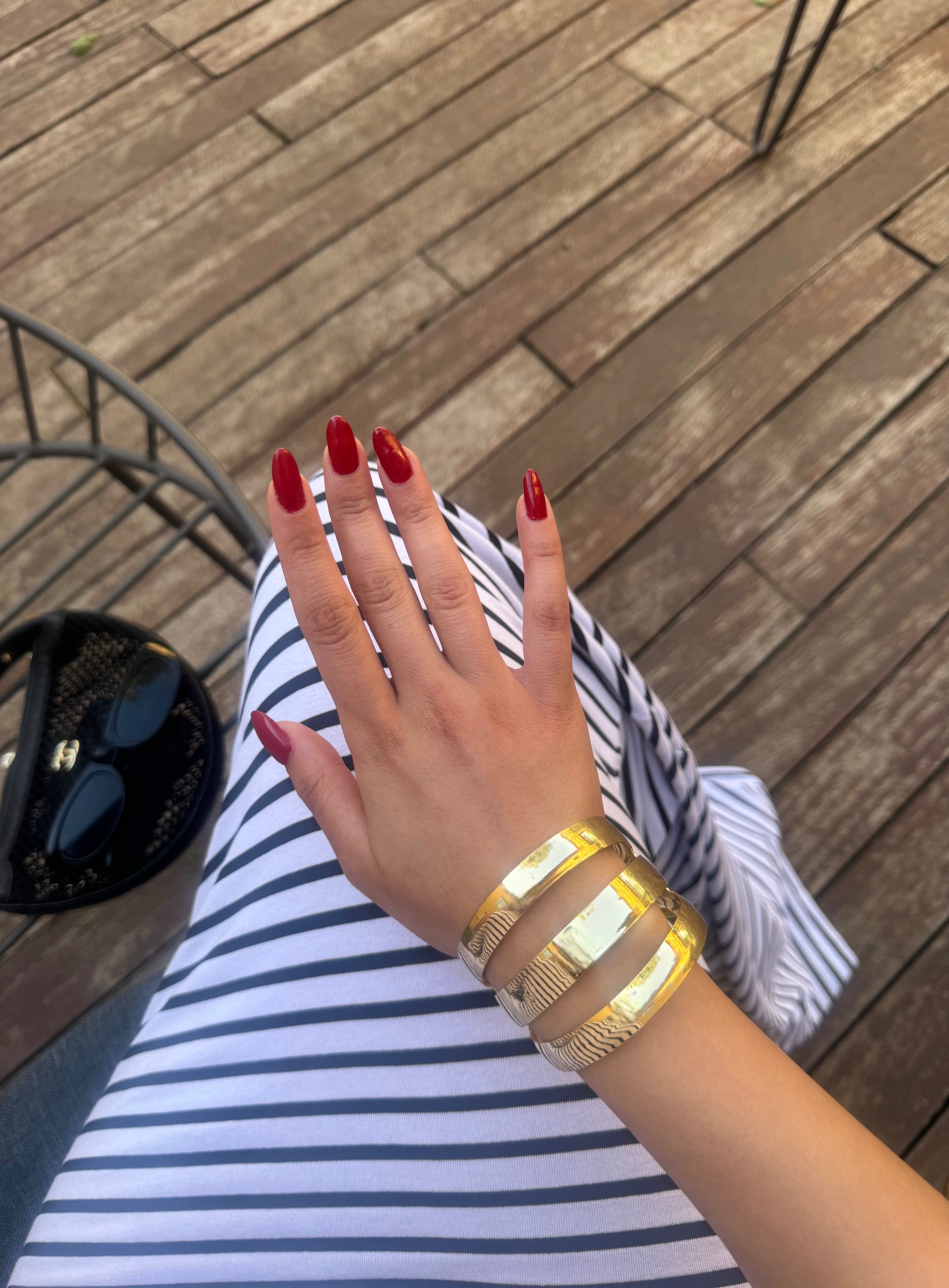 Özel Seri Üçlü Görünüm Gold Kelepçe Bileklik