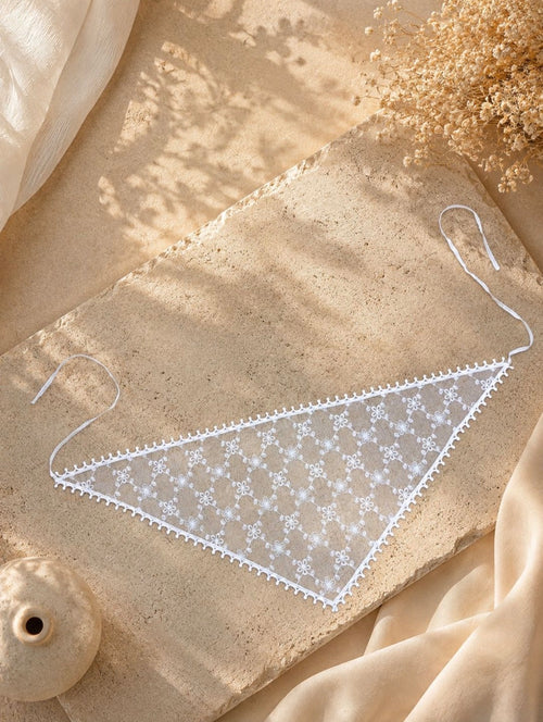 Beyaz Çiçek Desen Saç Bandana