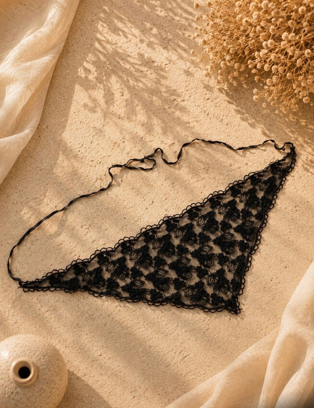 Siyah Desen Saç Bandana