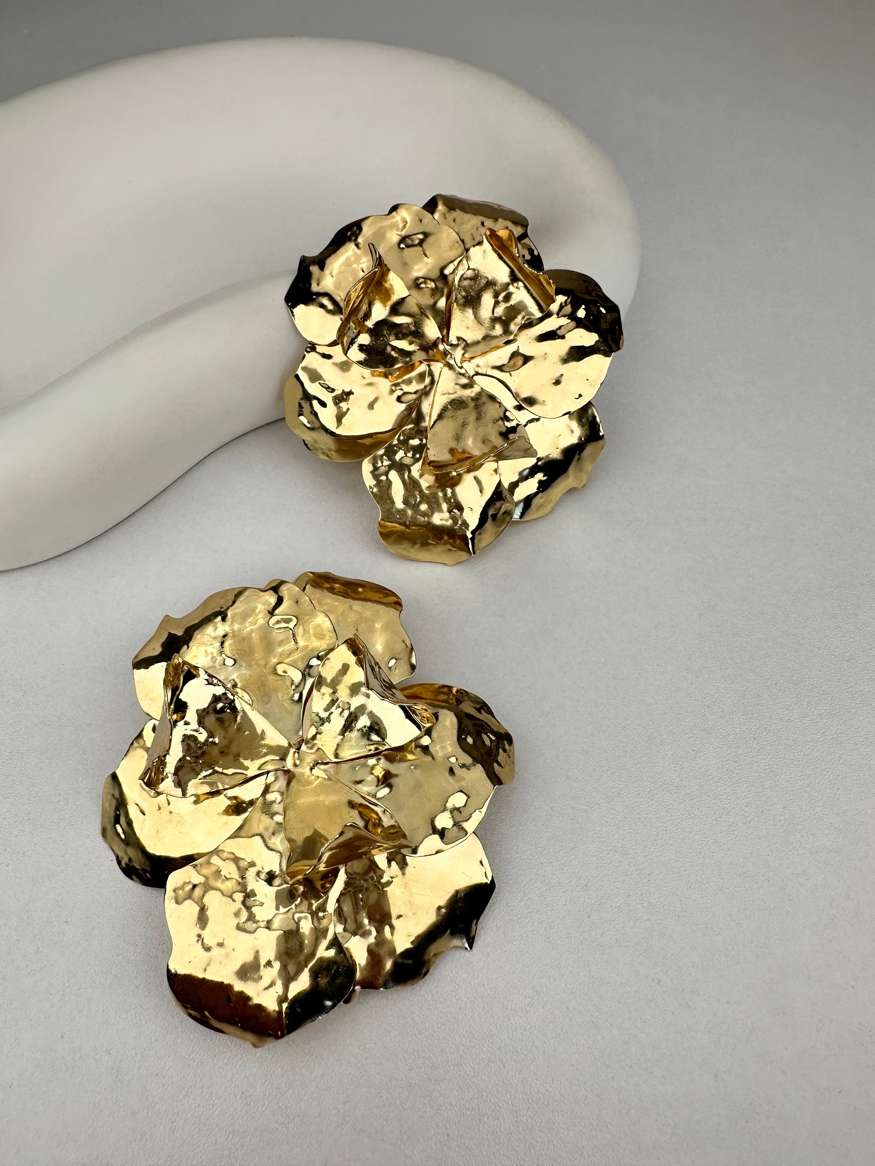 Özel Seri Büyük Boy Plaka Gold Küpe