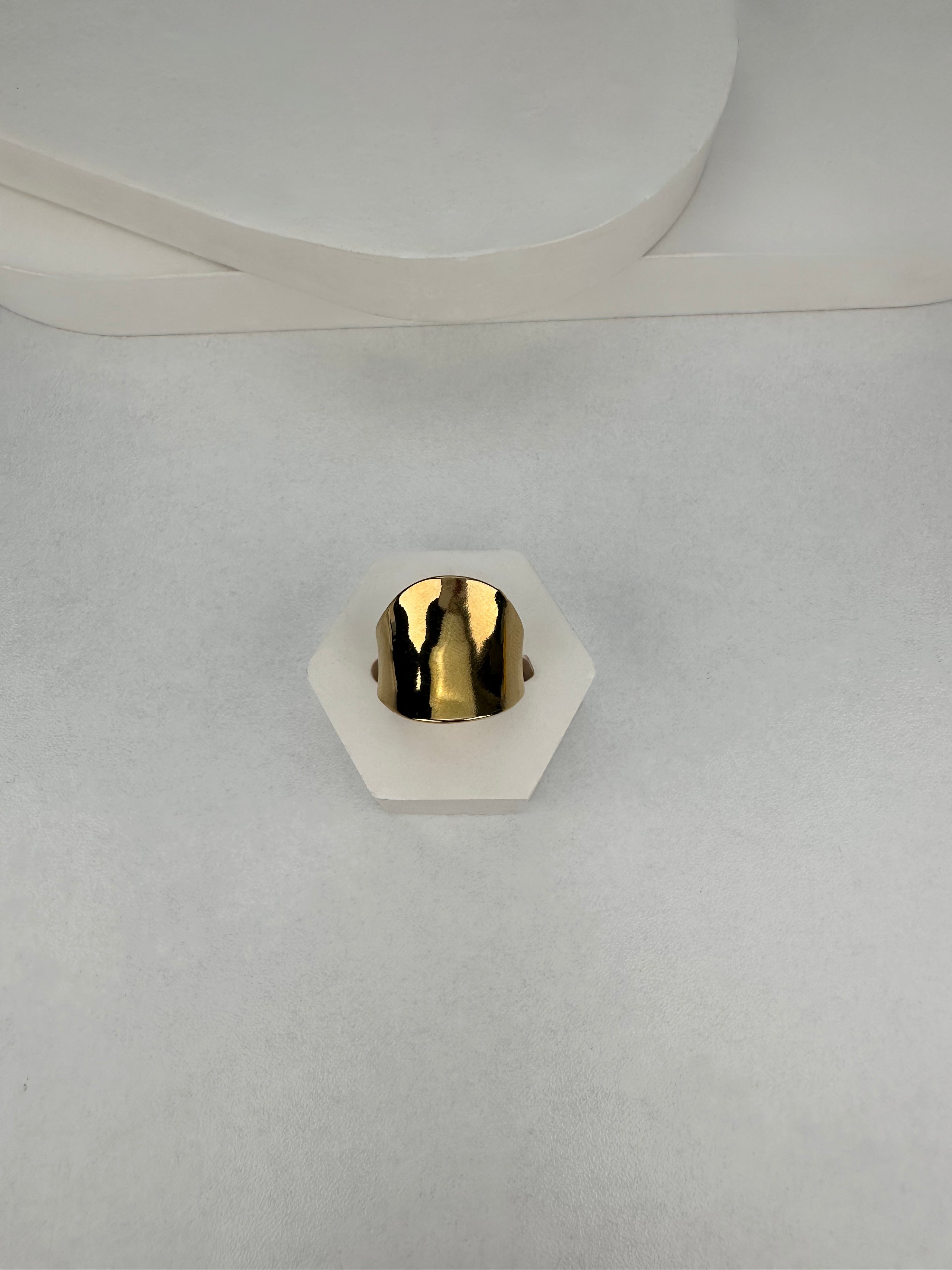 Özel Seri Kalın Plaka Gold Yüzük