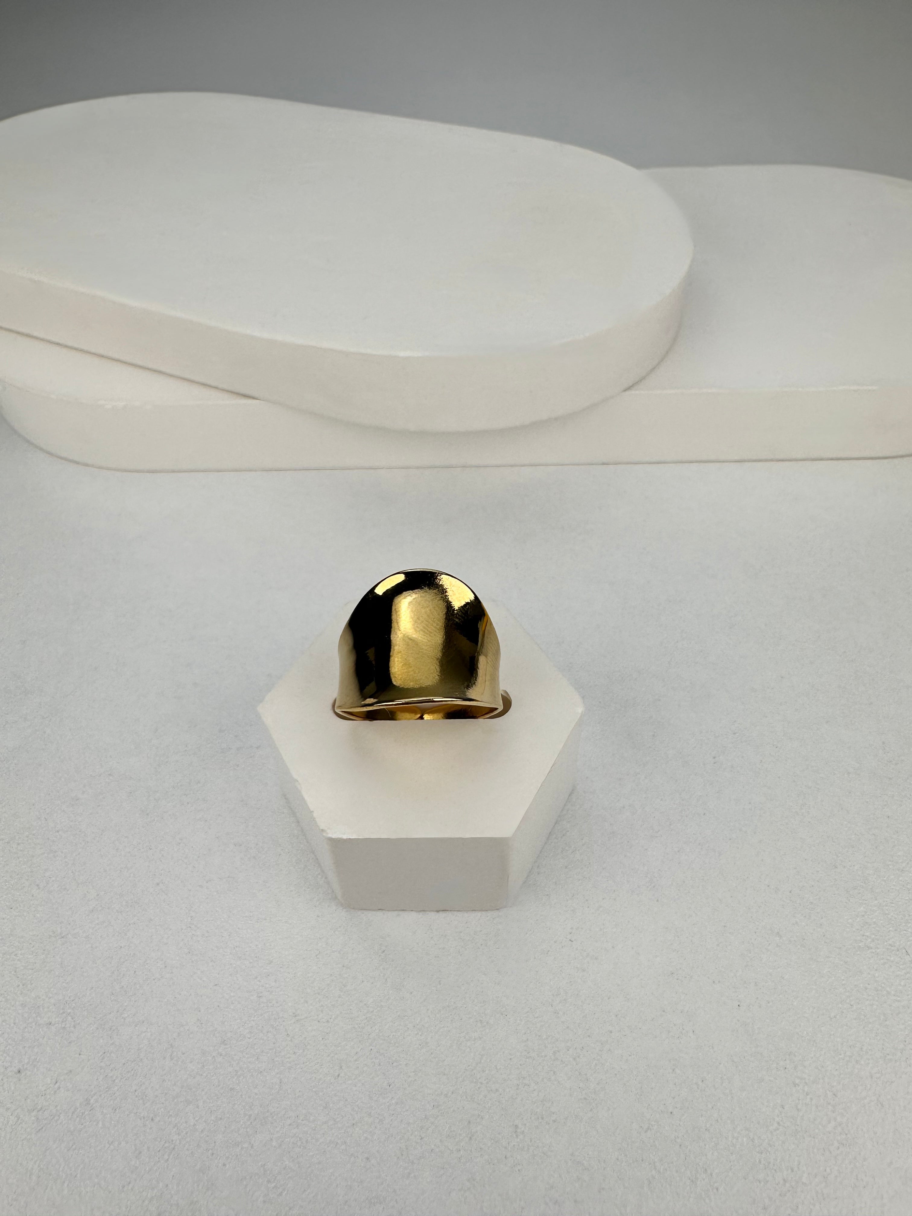 Özel Seri Kalın Plaka Gold Yüzük