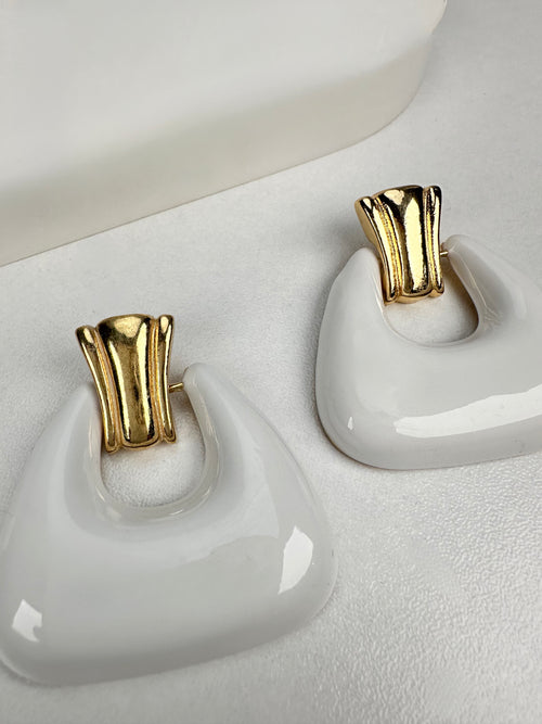 Beyaz Geometrik Küpe