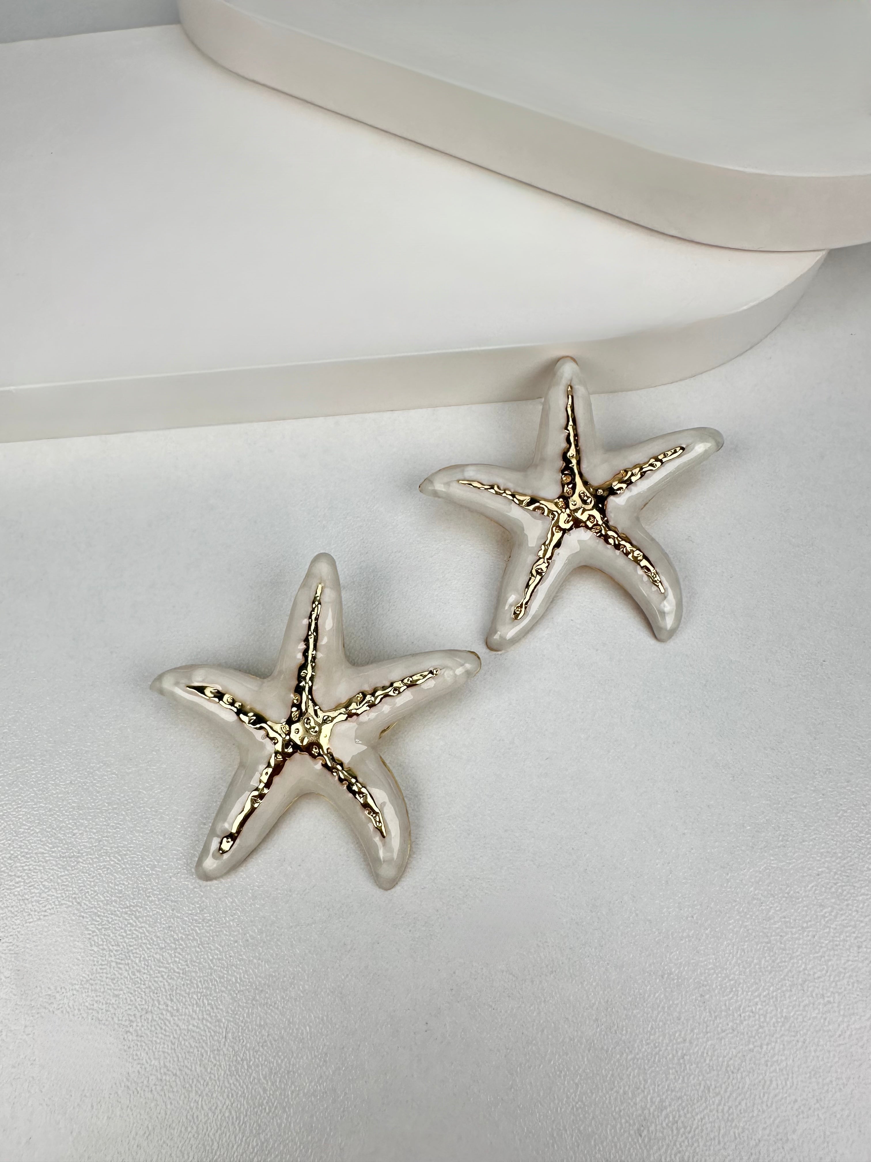 Beyaz Deniz Yıldızı Küpe