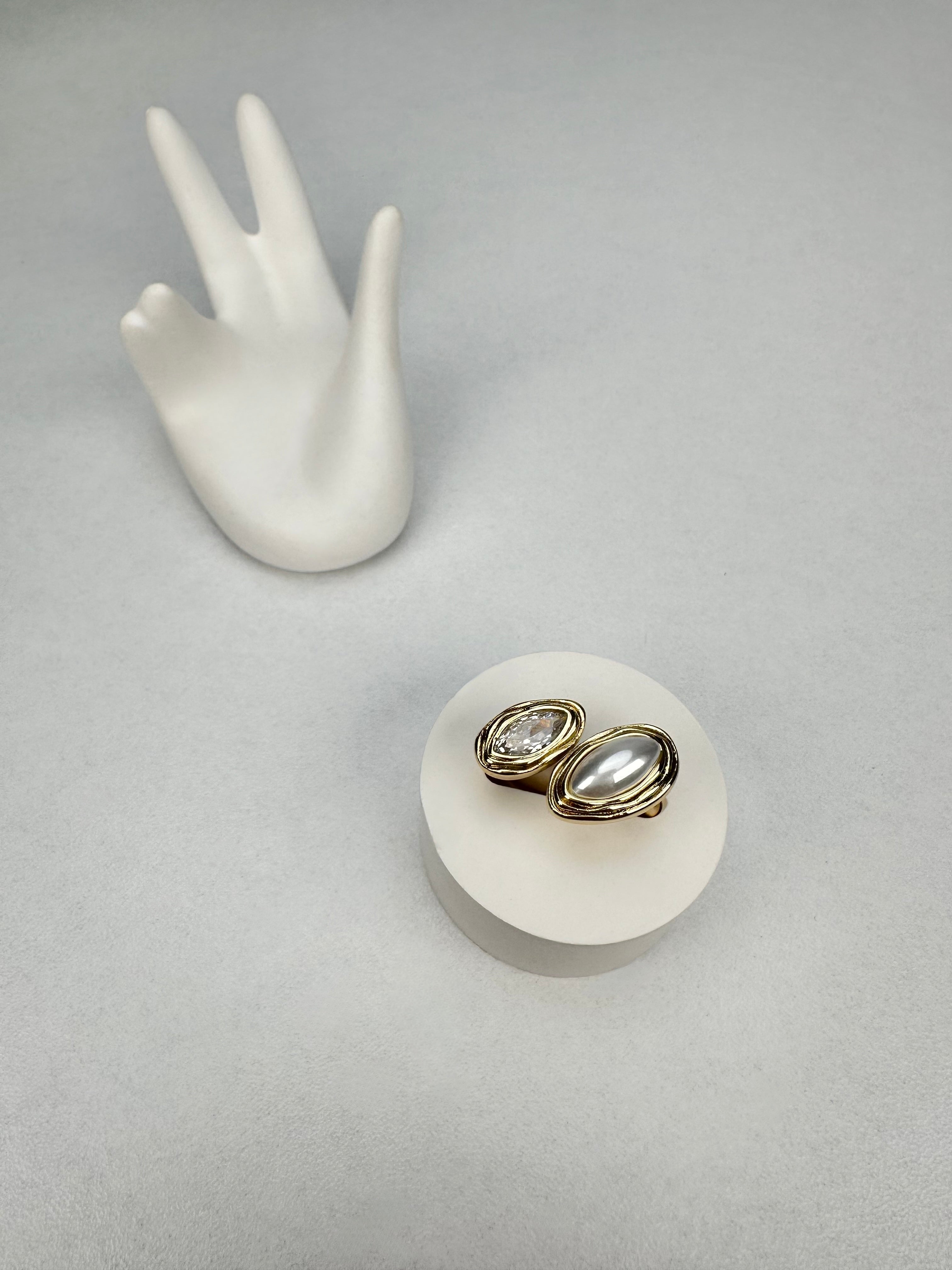 Vintage İnci Taşlı Gold Yüzük