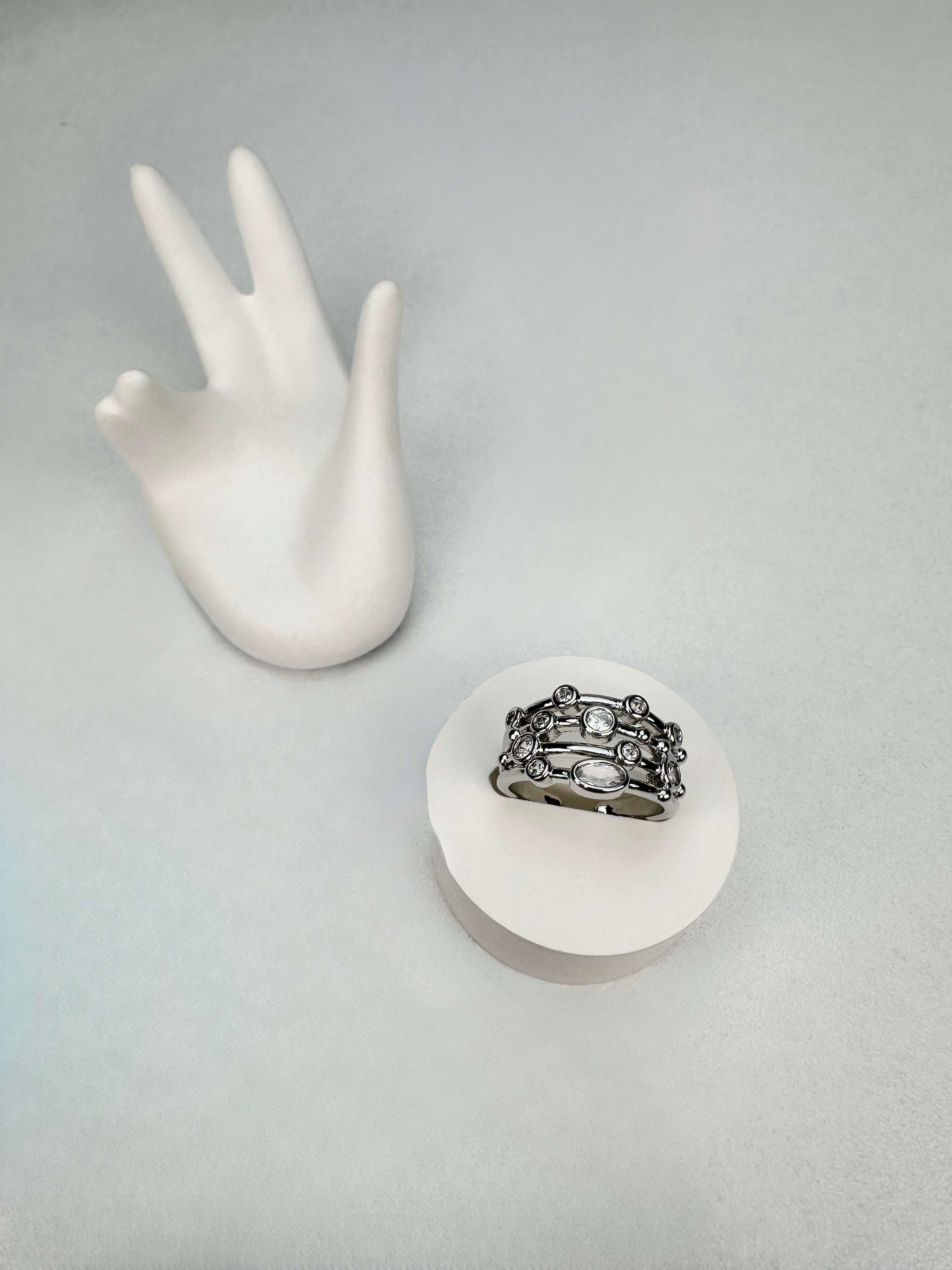 Çoklu Taşlı Gümüş Yüzük