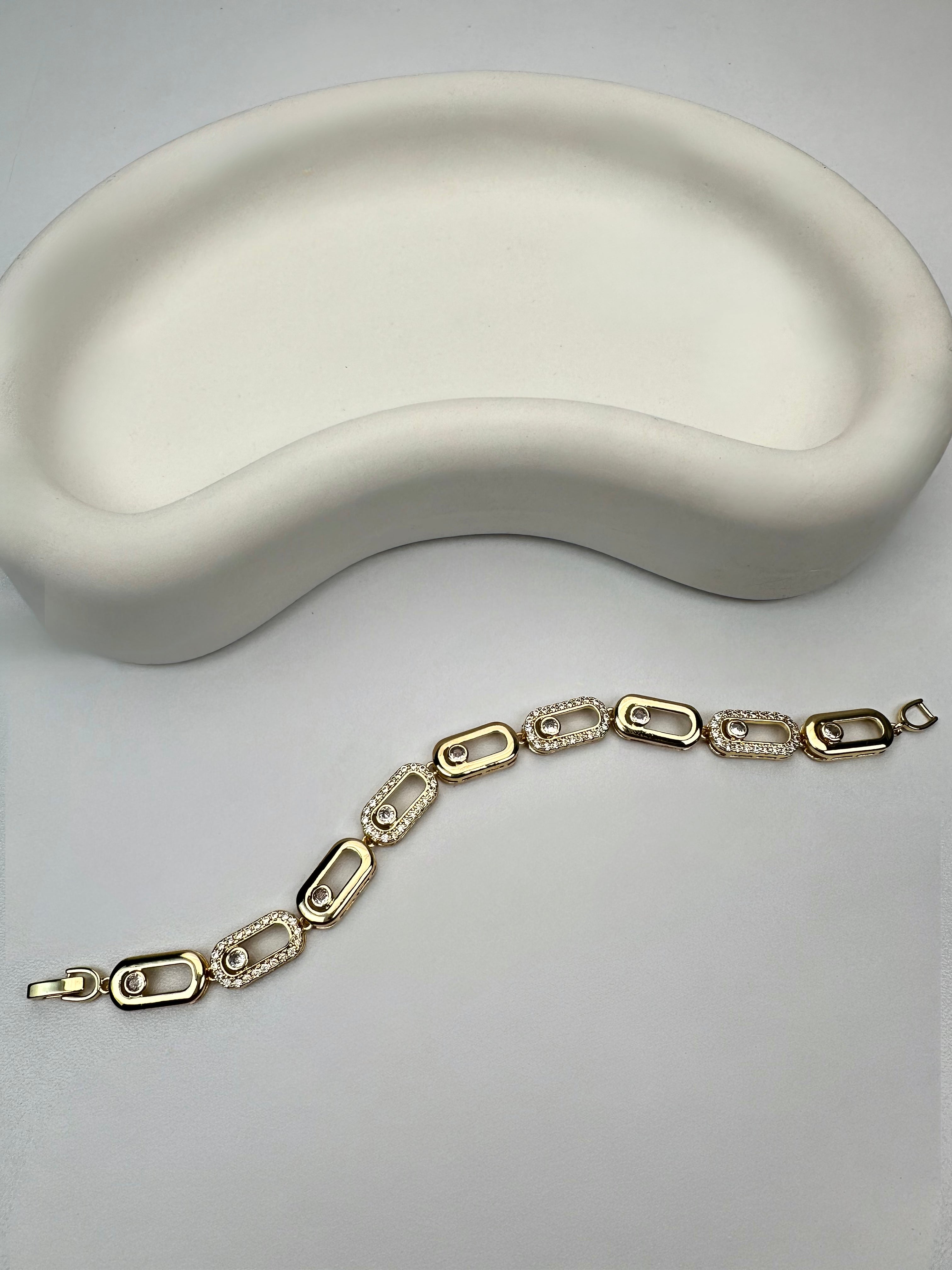 Açık Gold Mssk Taşlı Bileklik