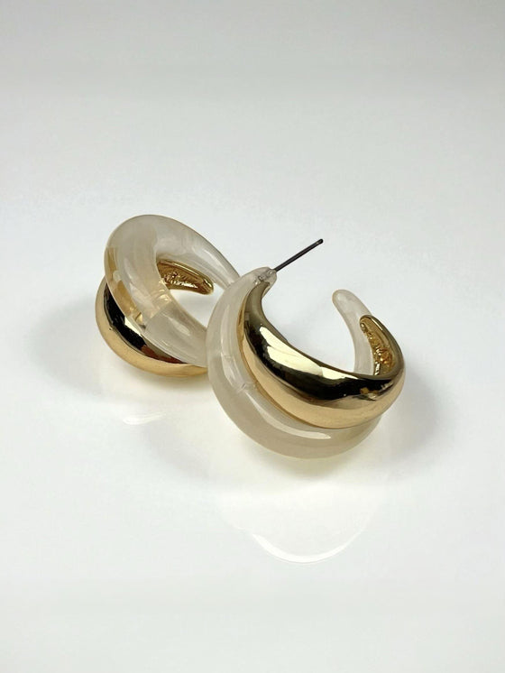 Beyaz Gold Halka Küpe