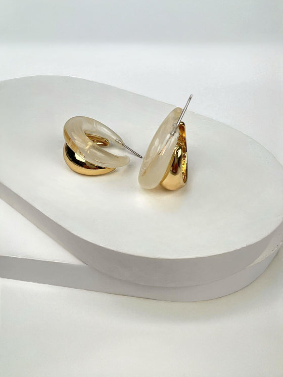 Beyaz Gold Halka Küpe