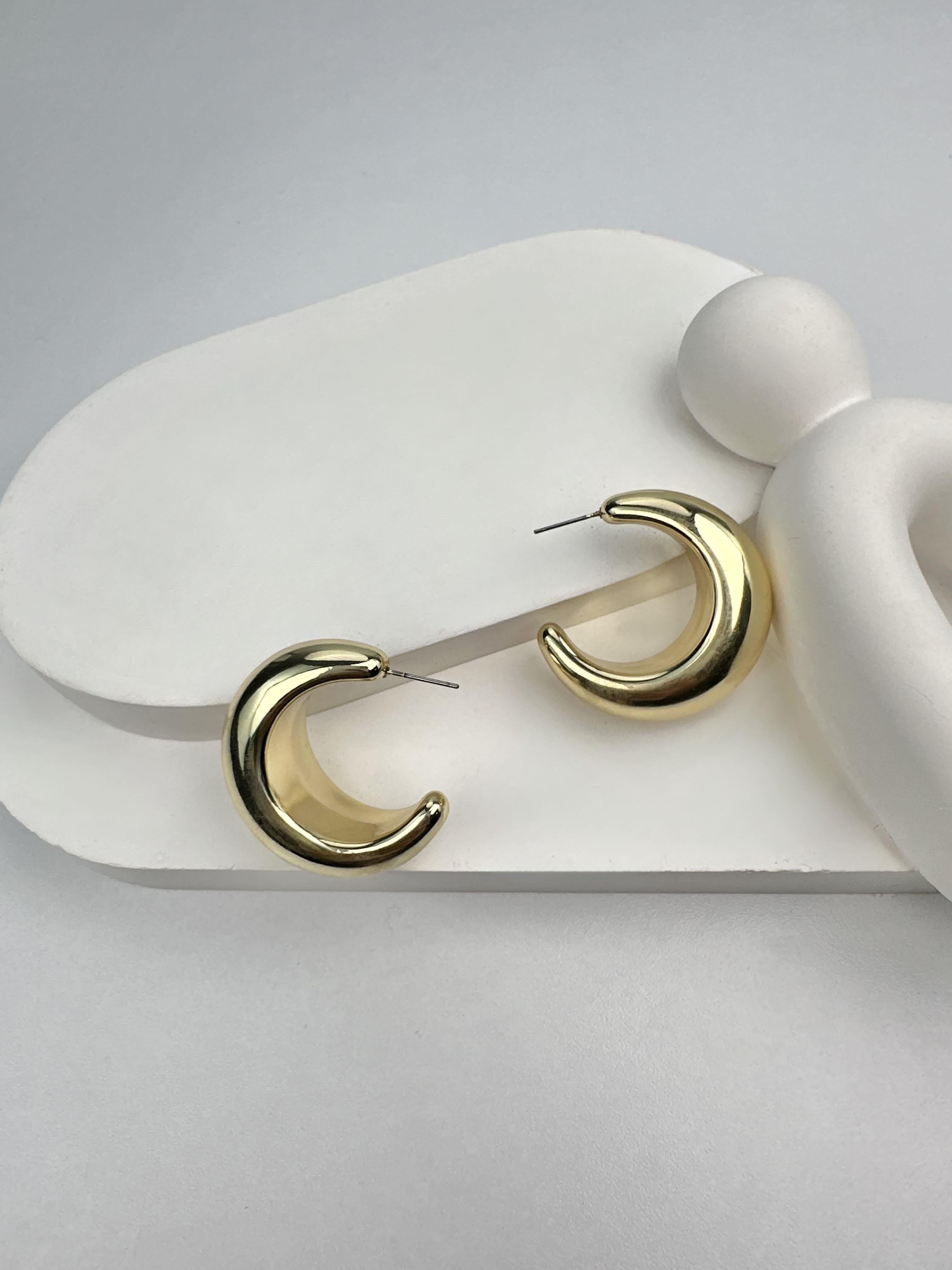 Bombe Tasarım Gold Halka Küpe