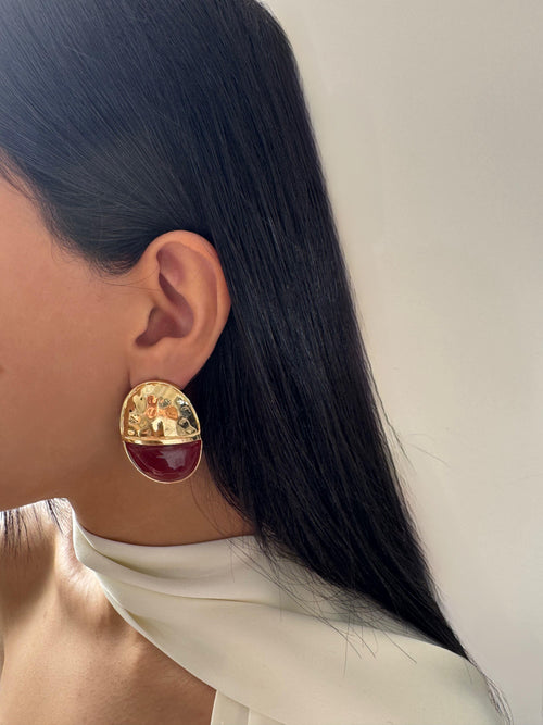 Bordo Gold Tasarım Küpe