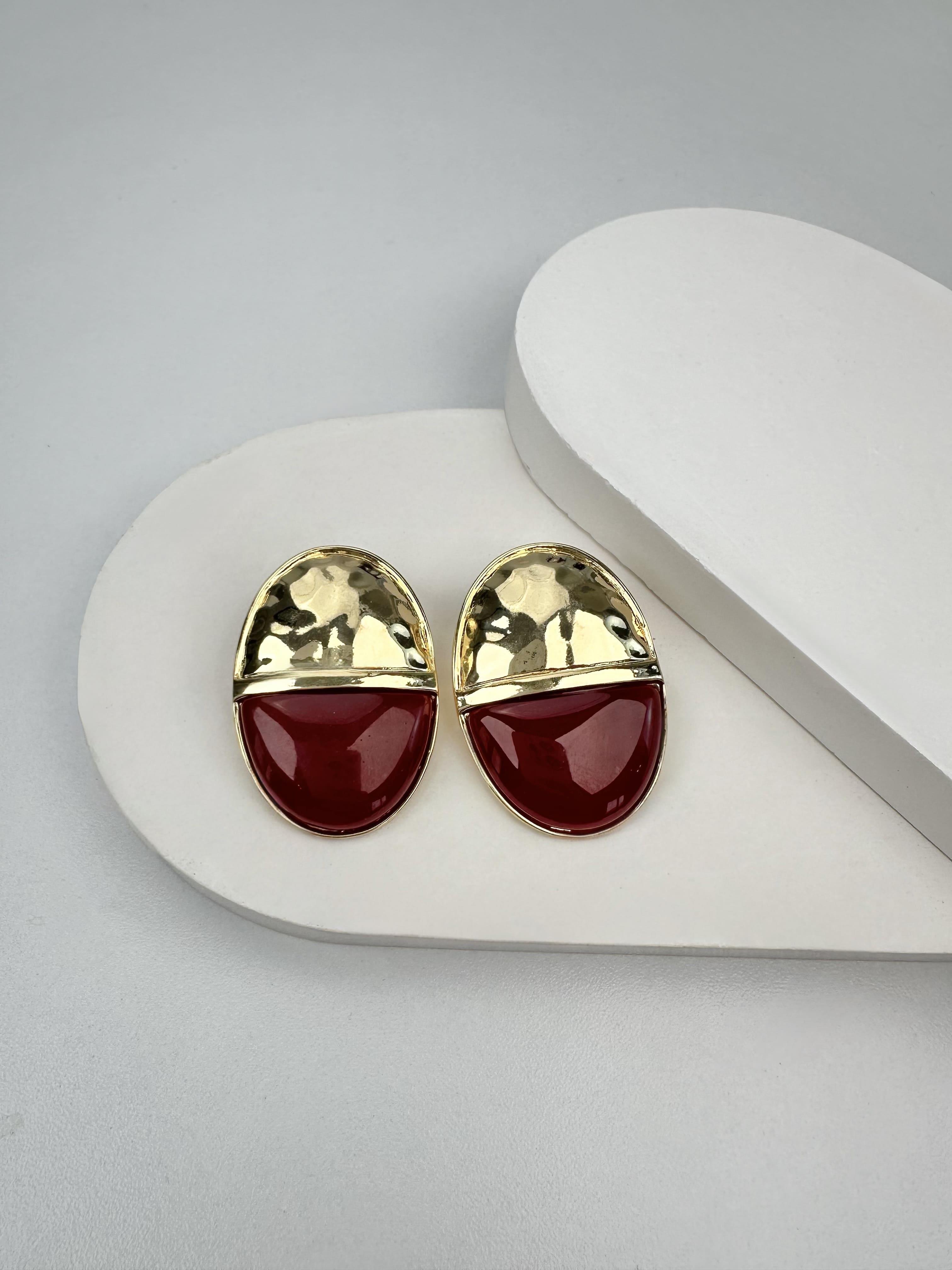 Bordo Gold Tasarım Küpe