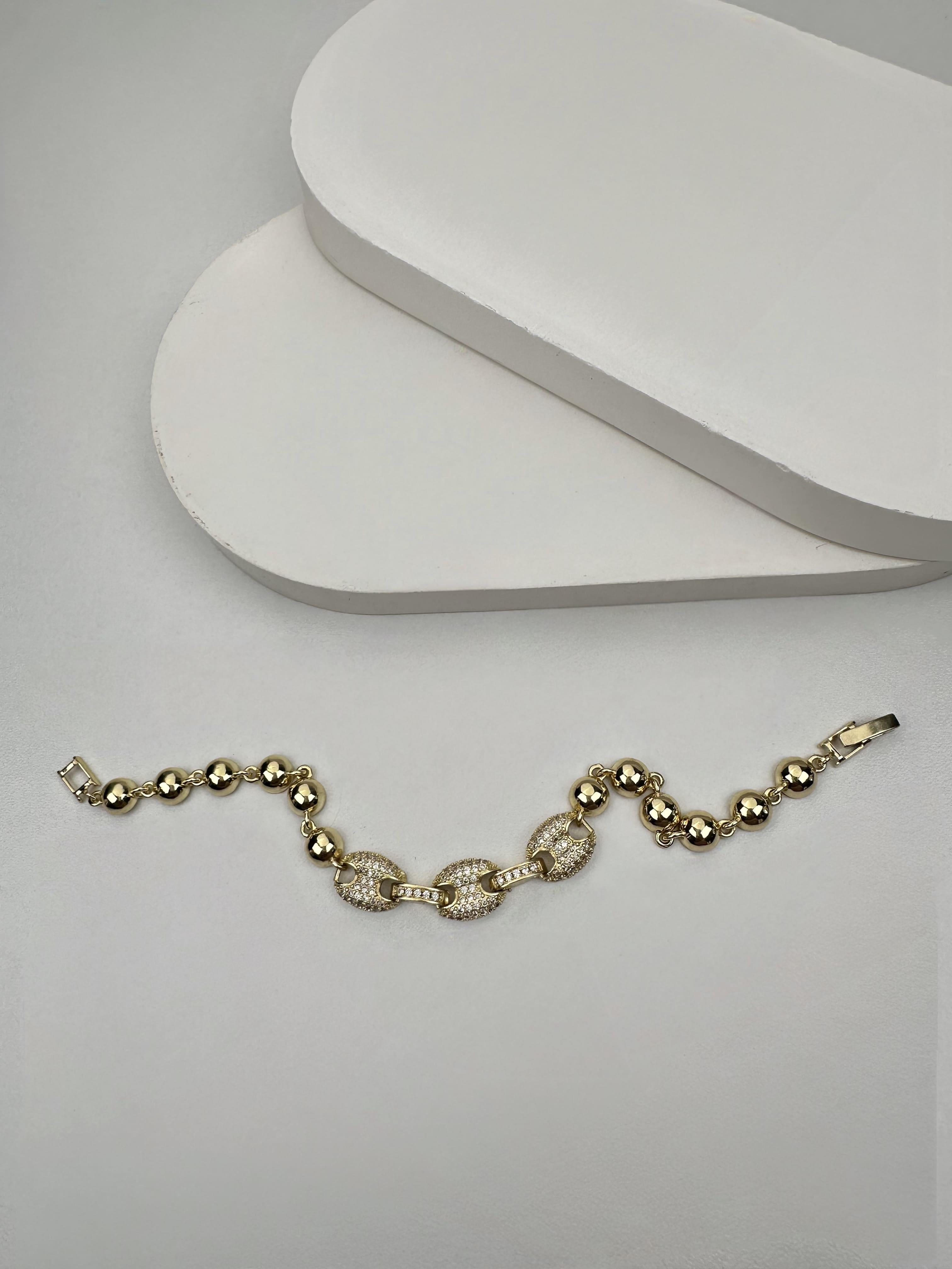 Geo Tasarım Taşlı Gold Bileklik