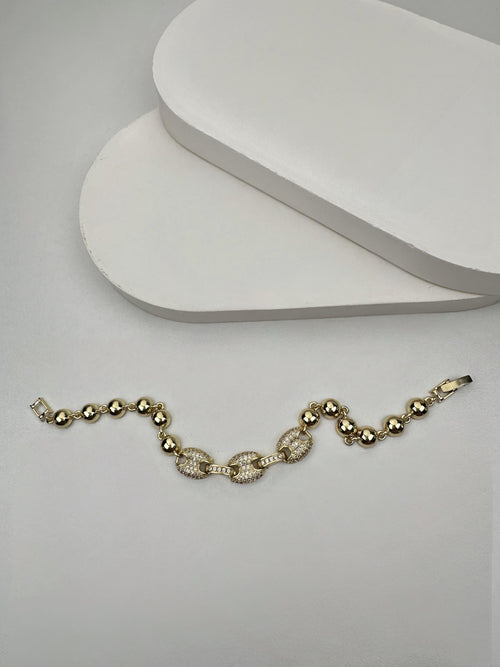 Geo Tasarım Taşlı Gold Bileklik