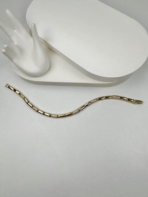 Gold Gümüş Şeritli Bileklik