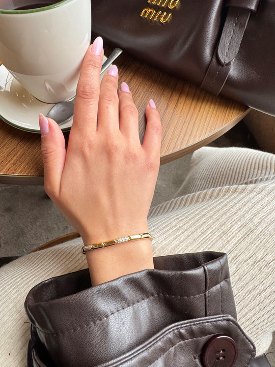 Gold Gümüş Şeritli Bileklik